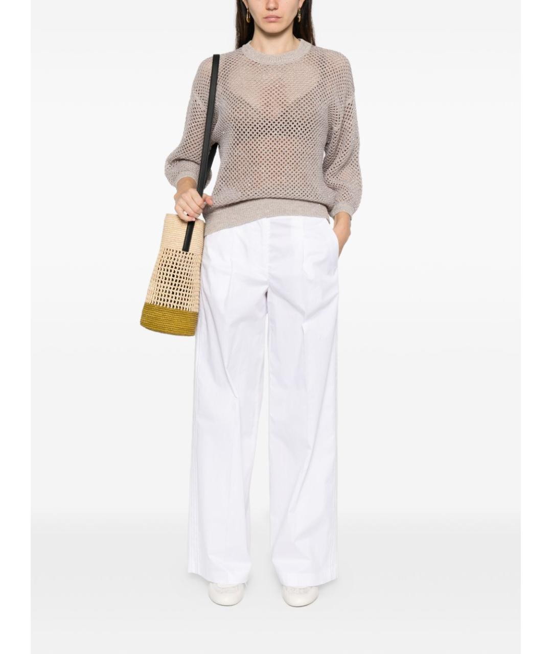 PESERICO Коричневый хлопковый джемпер / свитер, фото 3