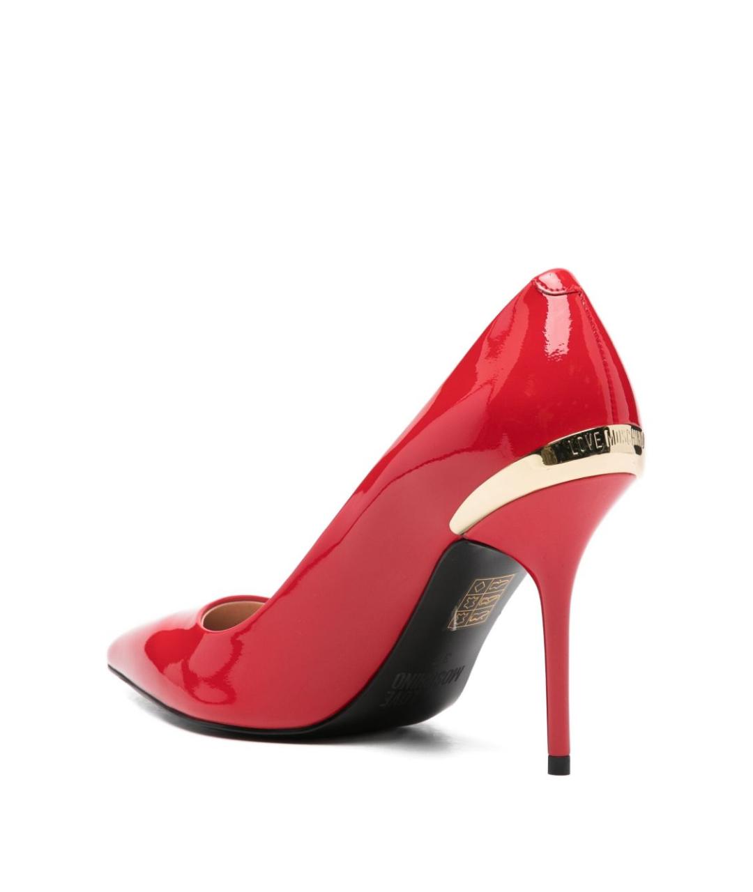 LOVE MOSCHINO Красные кожаные туфли, фото 3