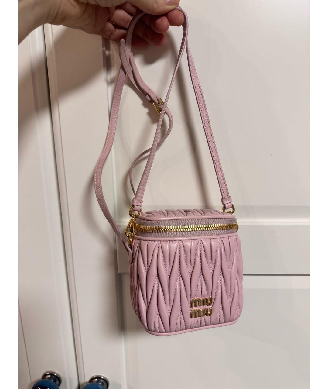 MIU MIU Розовая кожаная сумка через плечо, фото 6