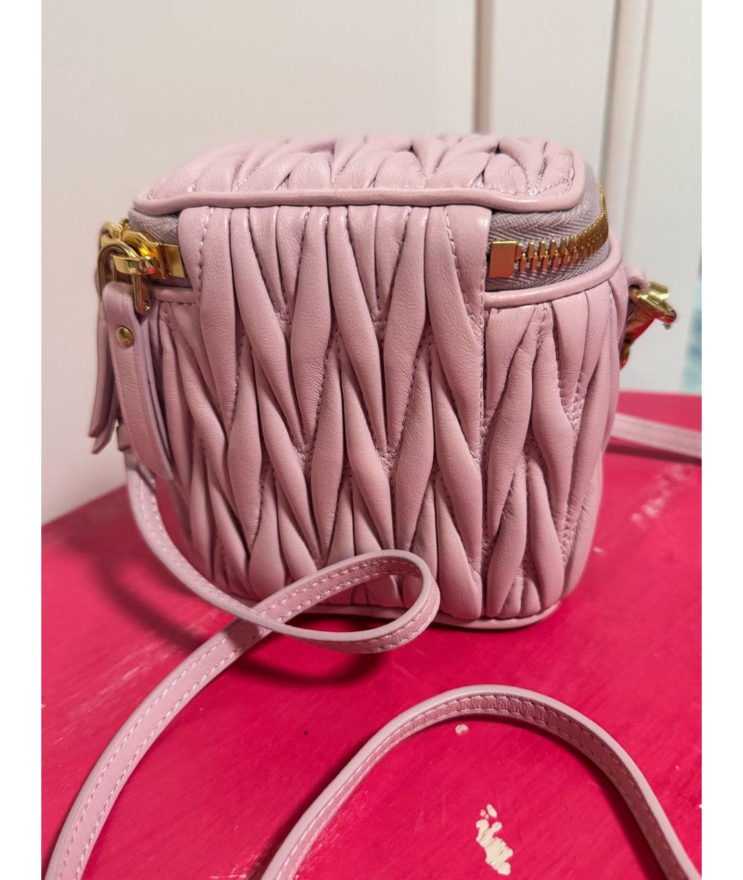 MIU MIU Розовая кожаная сумка через плечо, фото 3