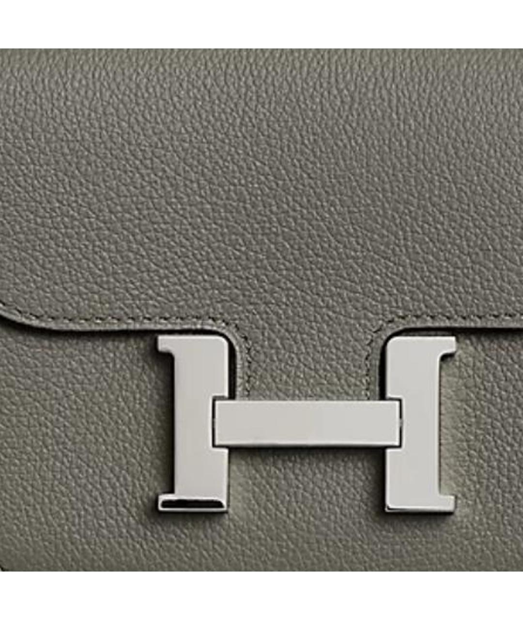 HERMES Серый кожаный кошелек, фото 4