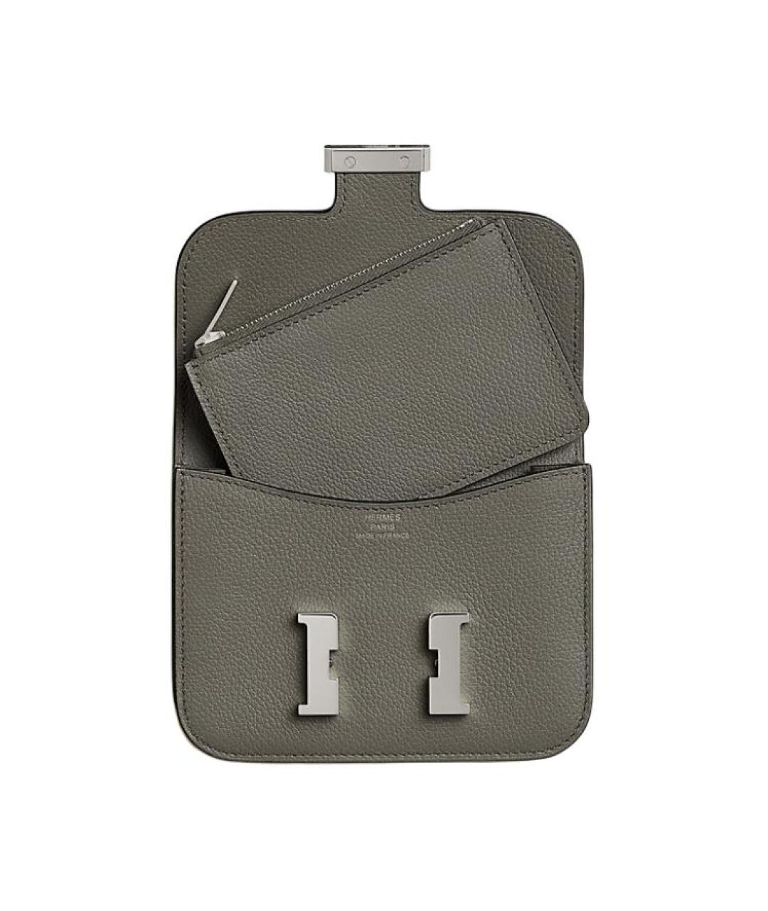 HERMES Серый кожаный кошелек, фото 3