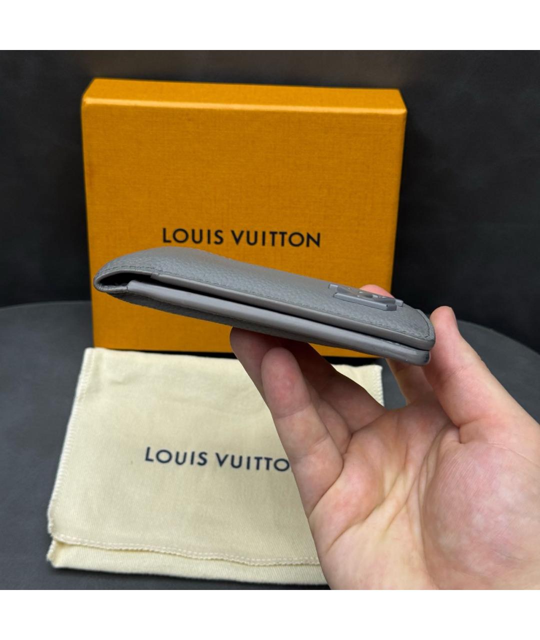 LOUIS VUITTON Серый кожаный кошелек, фото 2