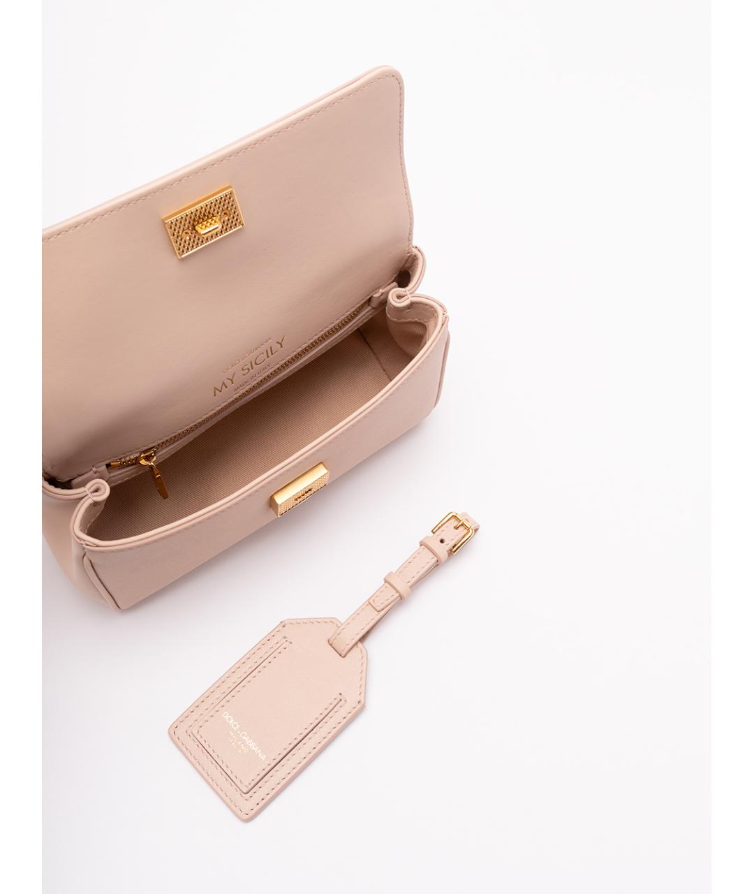 DOLCE&GABBANA Розовая кожаная сумка тоут, фото 6