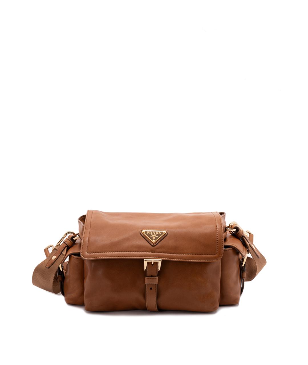 PRADA Коричневая кожаная сумка через плечо, фото 1