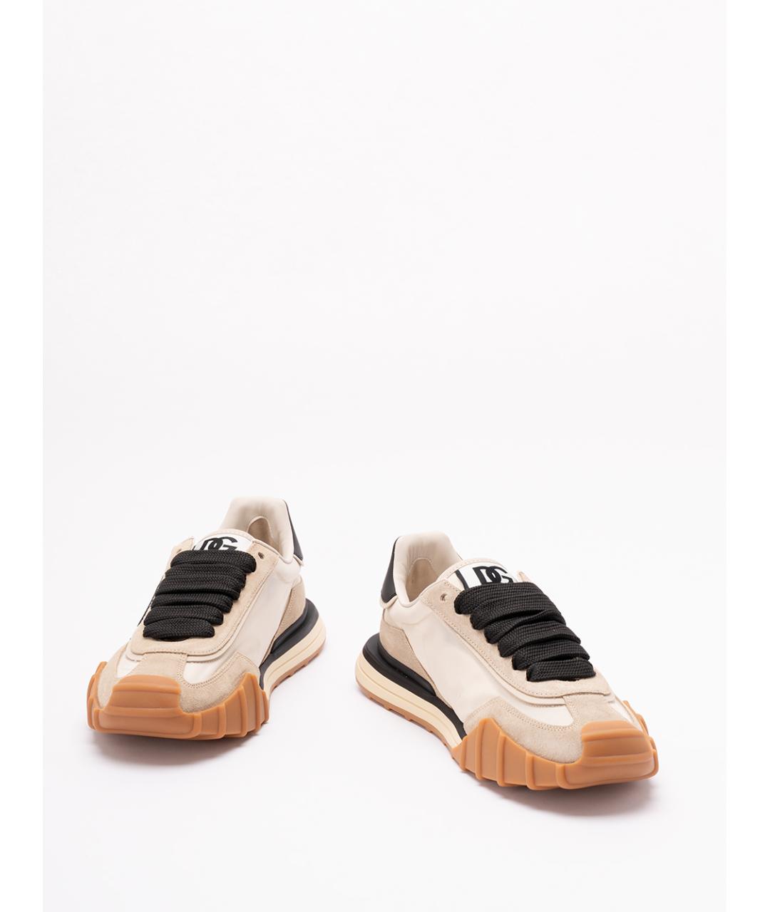 DOLCE&GABBANA Бежевые замшевые низкие кроссовки / кеды, фото 2