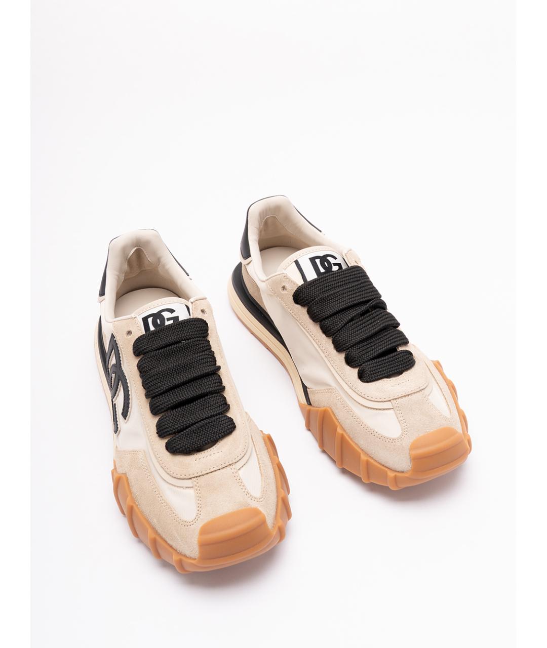 DOLCE&GABBANA Бежевые замшевые низкие кроссовки / кеды, фото 5