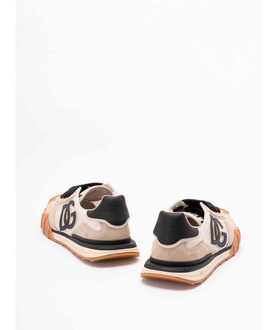 DOLCE&GABBANA Бежевые замшевые низкие кроссовки / кеды, фото 3