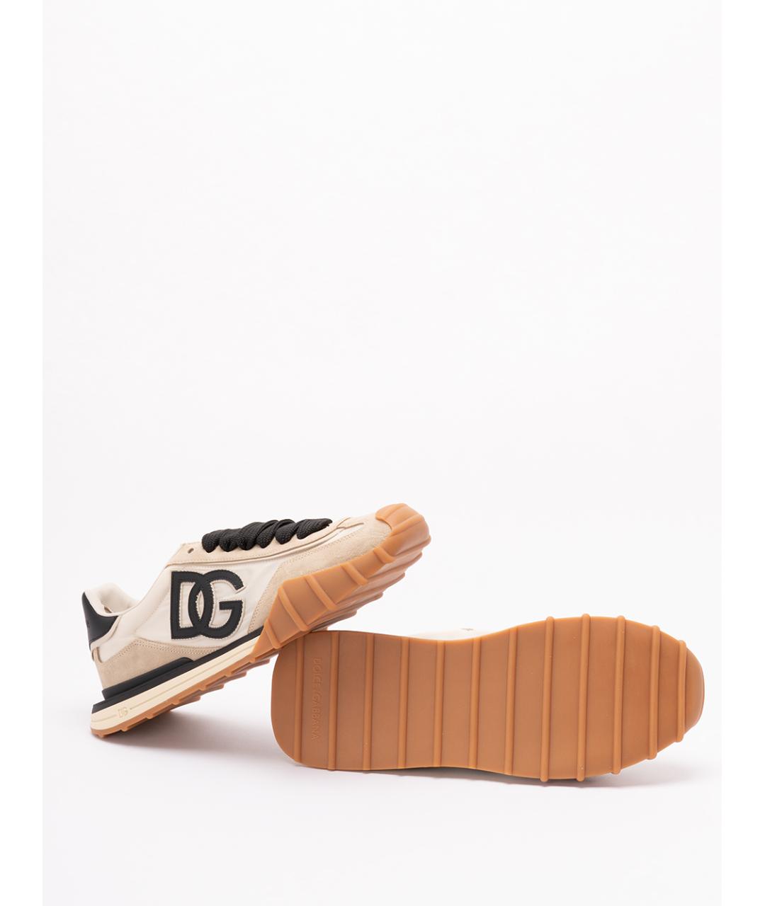 DOLCE&GABBANA Бежевые замшевые низкие кроссовки / кеды, фото 4