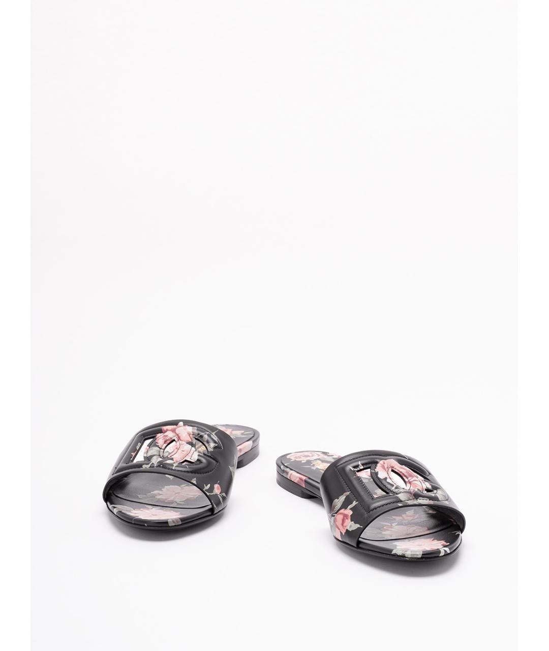 DOLCE&GABBANA Черные кожаные шлепанцы, фото 2