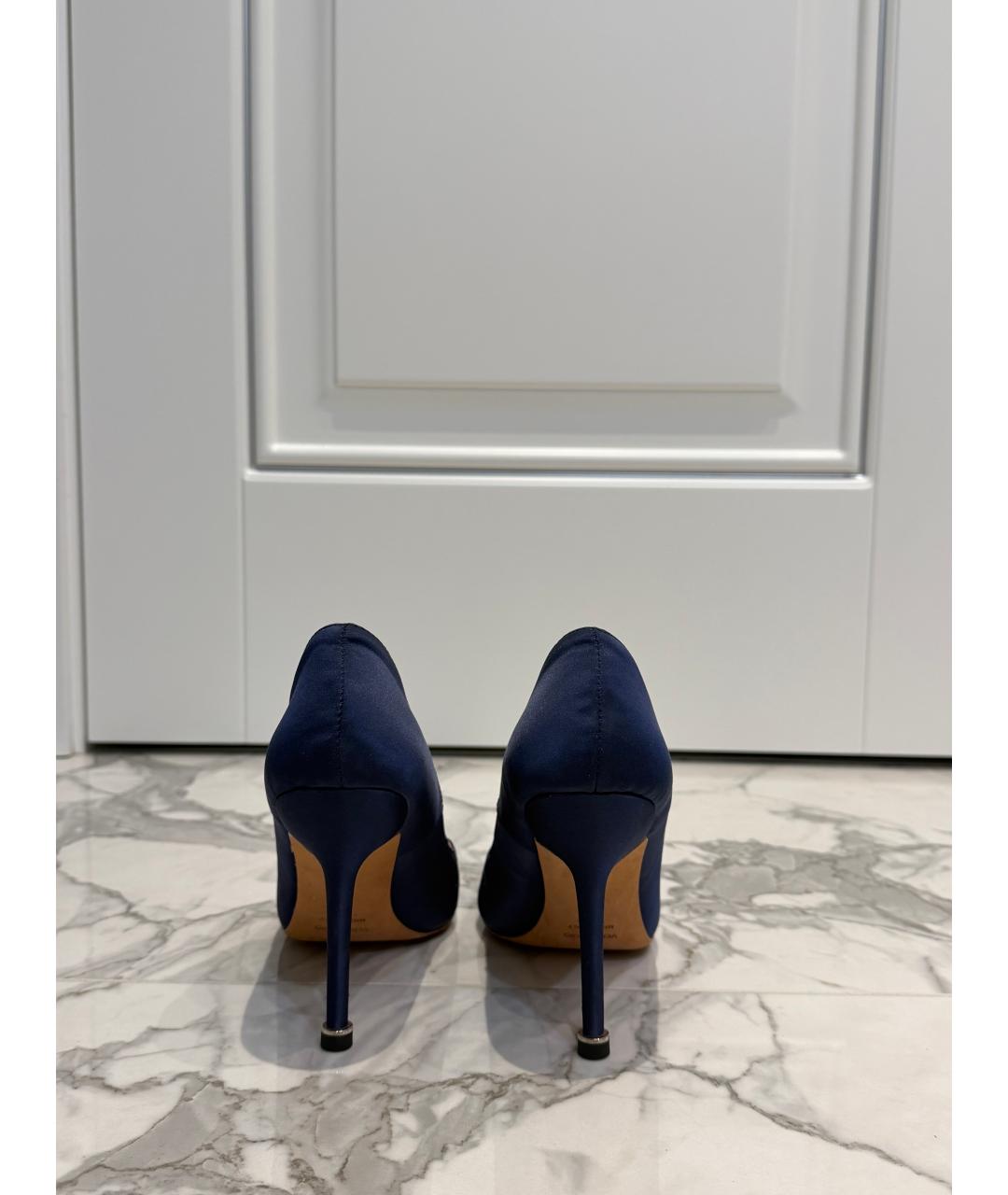 MANOLO BLAHNIK Синие текстильные босоножки, фото 3