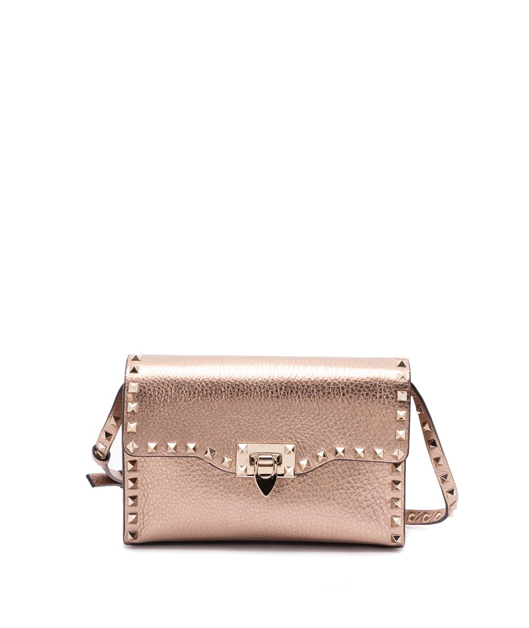 VALENTINO Золотая кожаная сумка через плечо, фото 1