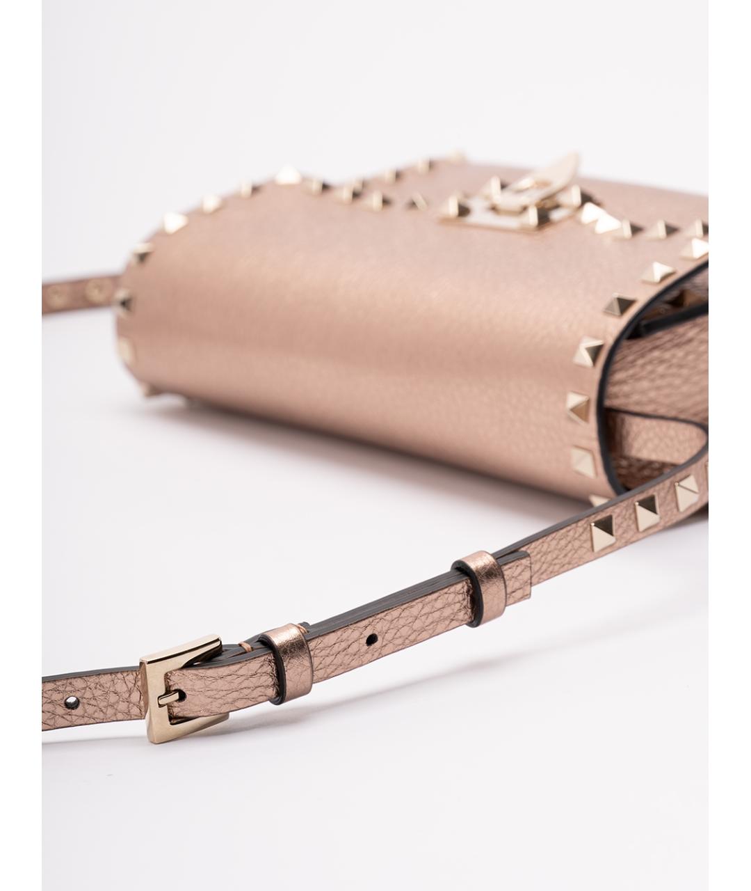 VALENTINO Золотая кожаная сумка через плечо, фото 4