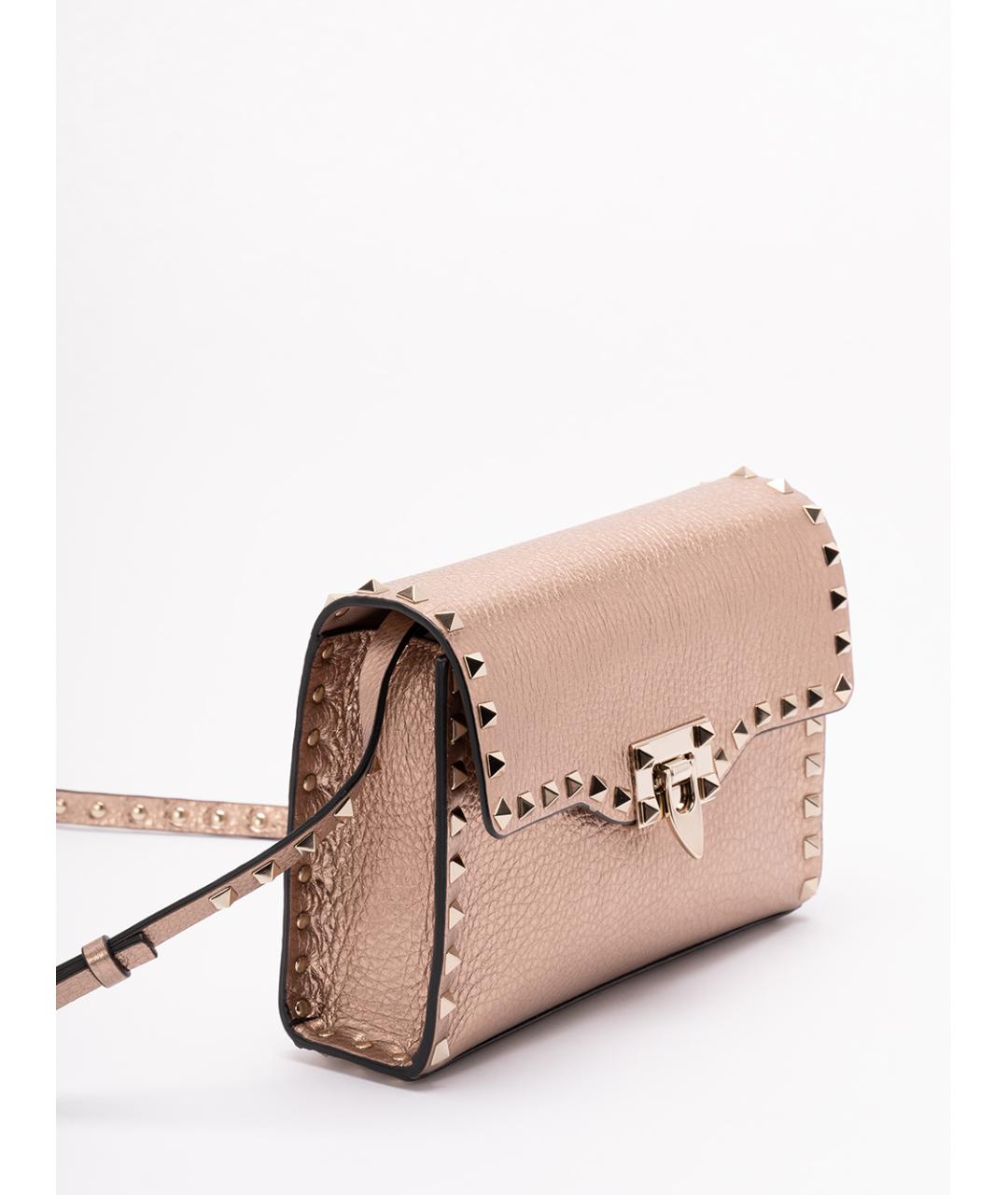 VALENTINO Золотая кожаная сумка через плечо, фото 3