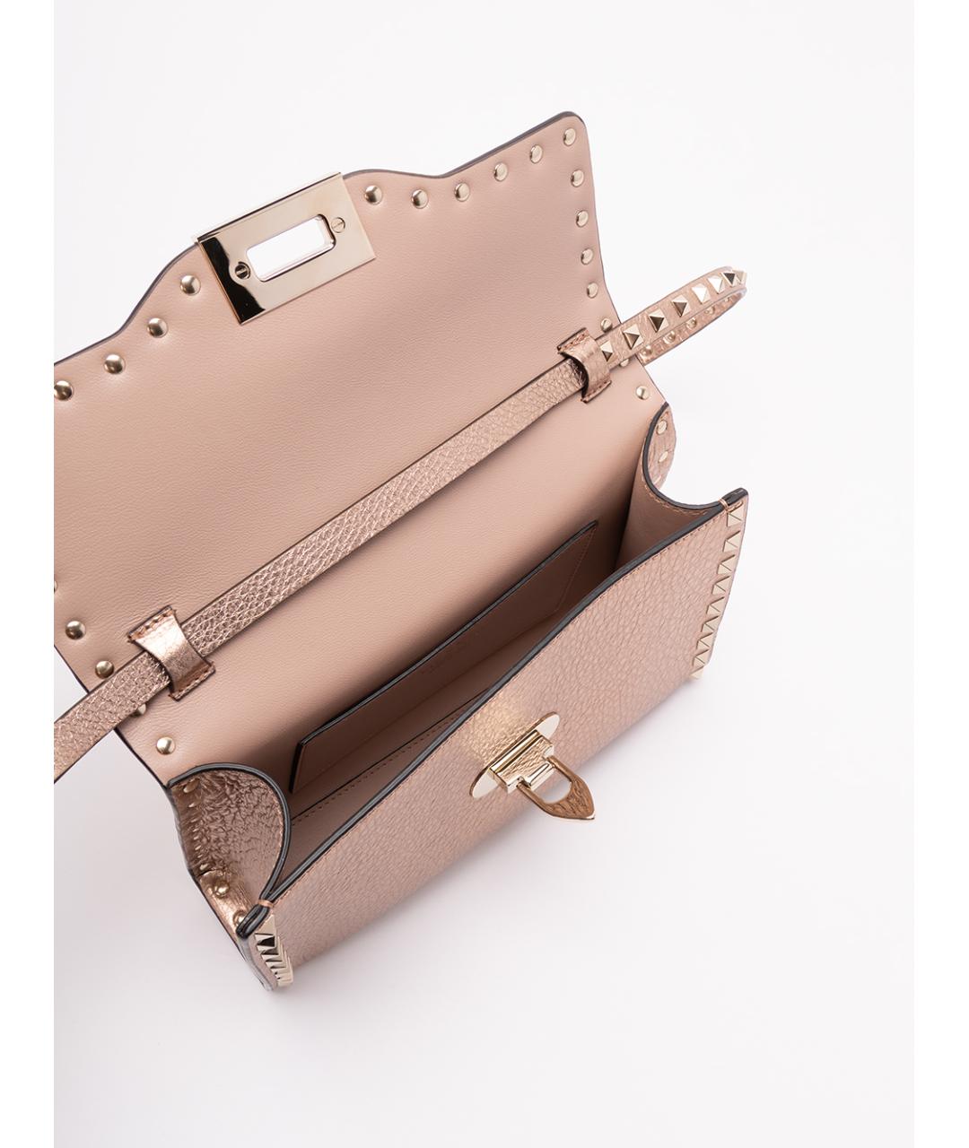 VALENTINO Золотая кожаная сумка через плечо, фото 5