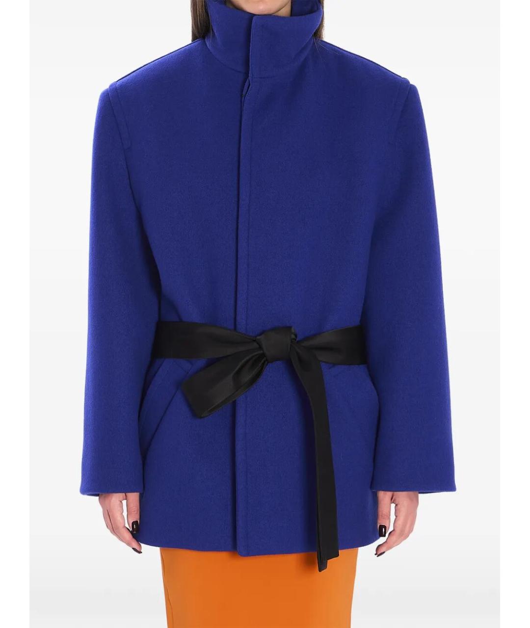 SAINT LAURENT Синее шерстяное пальто, фото 2