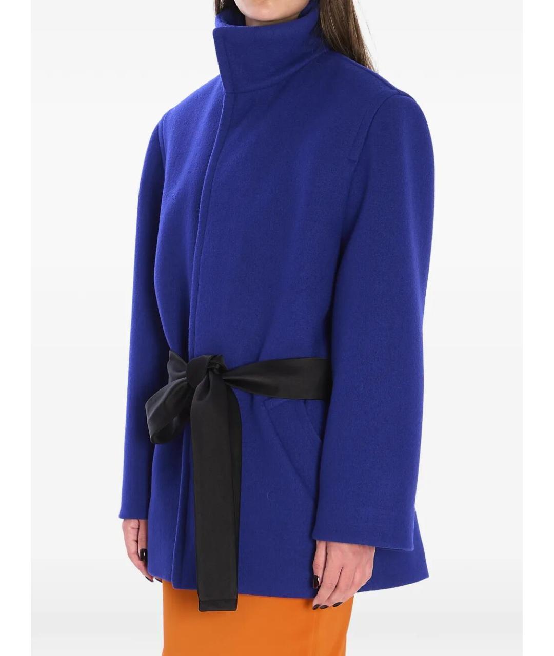 SAINT LAURENT Синее шерстяное пальто, фото 4