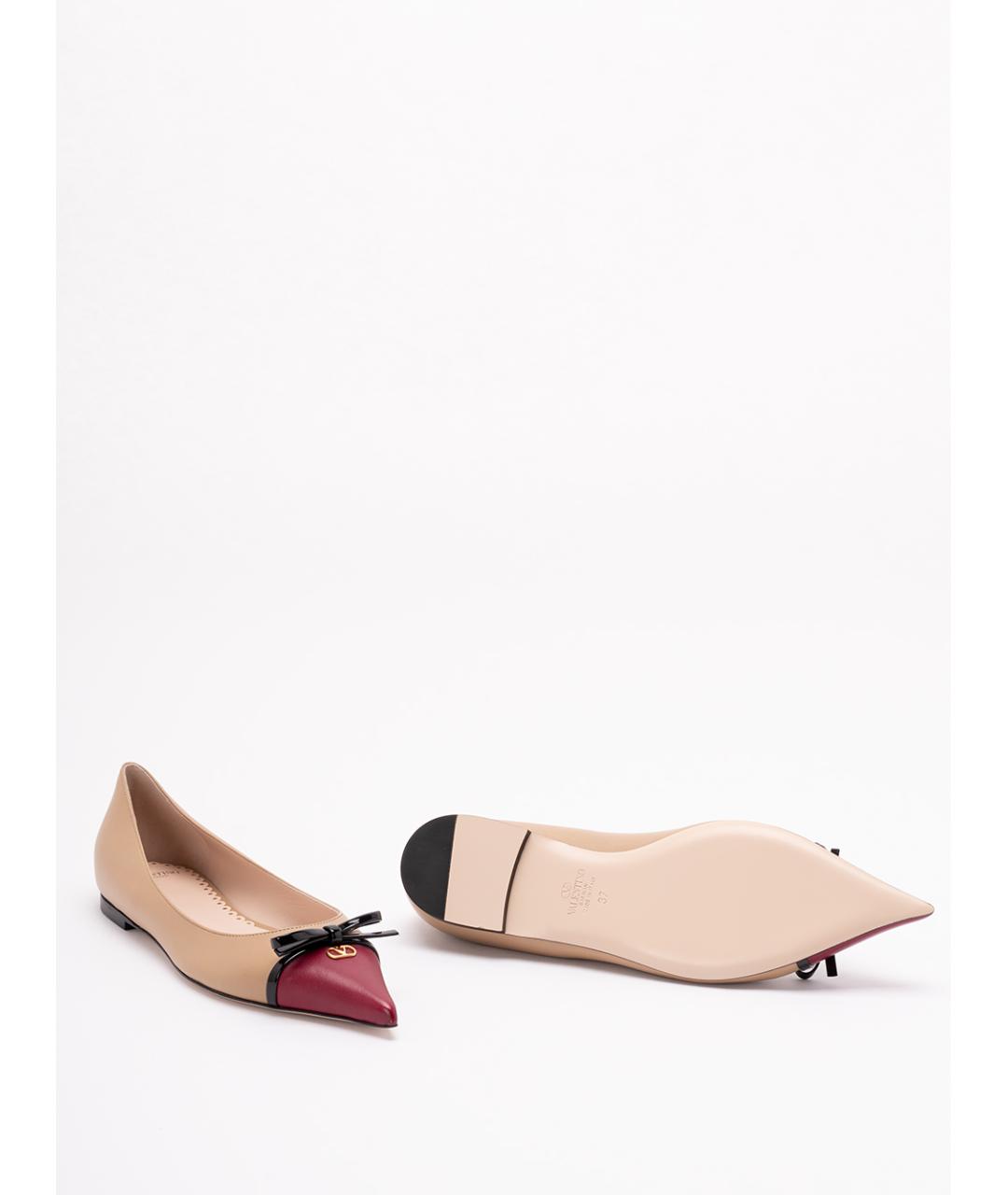 VALENTINO Бежевые кожаные балетки, фото 4