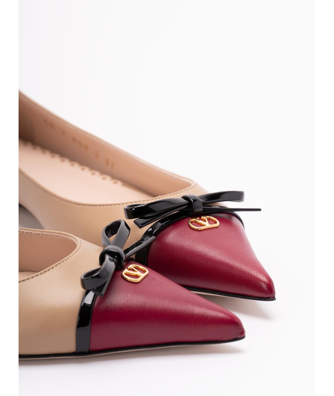 VALENTINO Бежевые кожаные балетки, фото 5