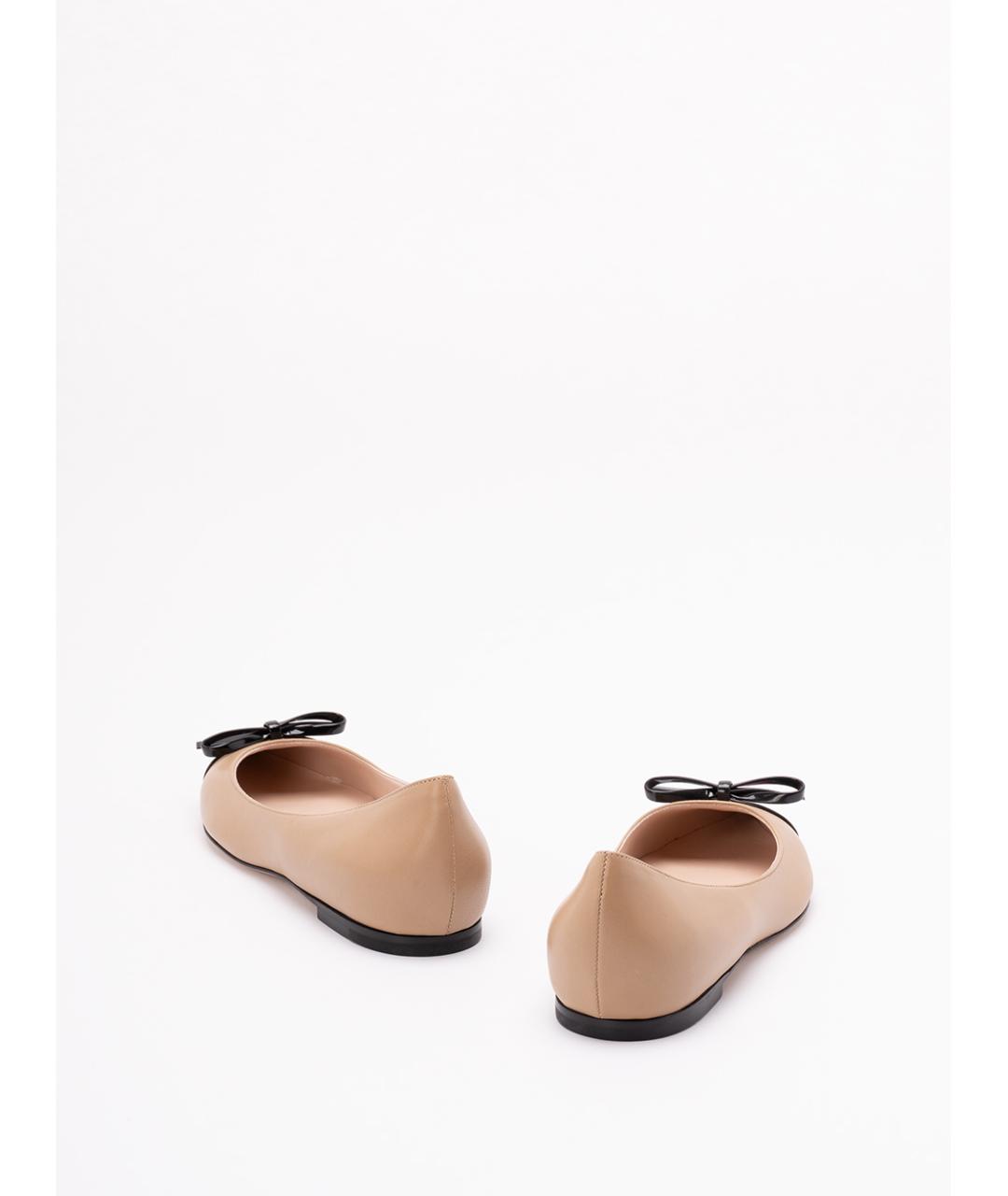 VALENTINO Бежевые кожаные балетки, фото 3