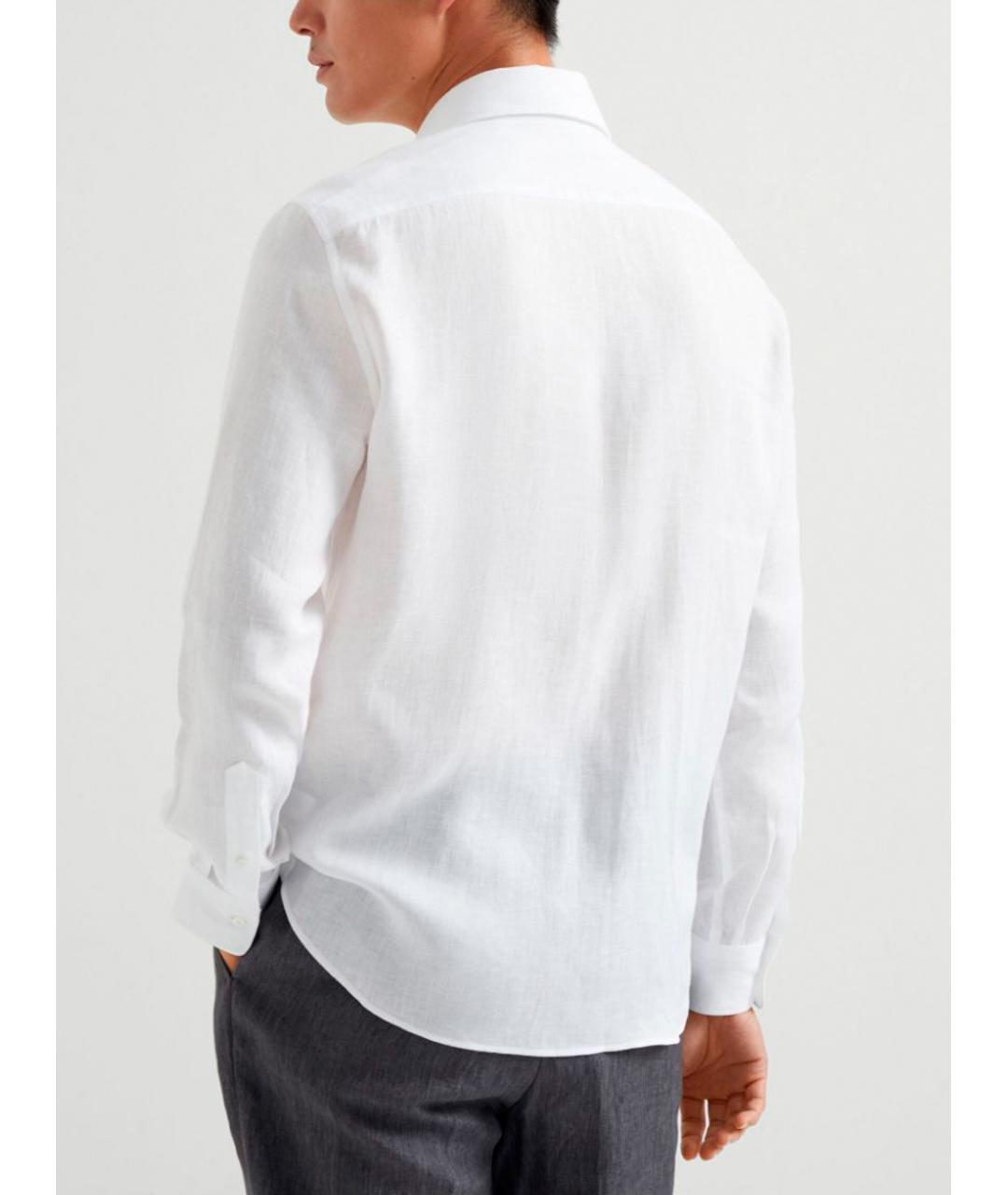 BRUNELLO CUCINELLI Белая льняная кэжуал рубашка, фото 6