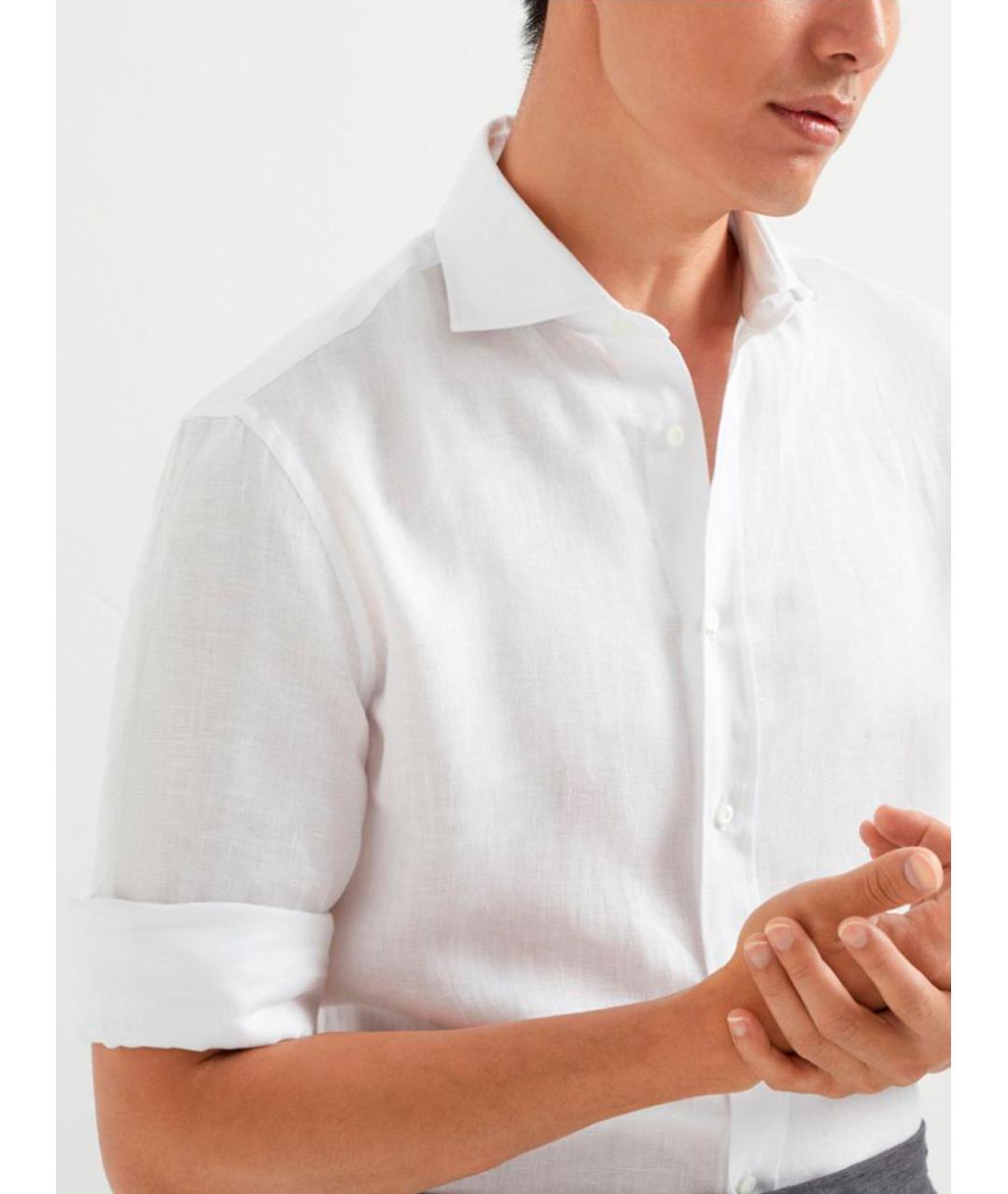 BRUNELLO CUCINELLI Белая льняная кэжуал рубашка, фото 3