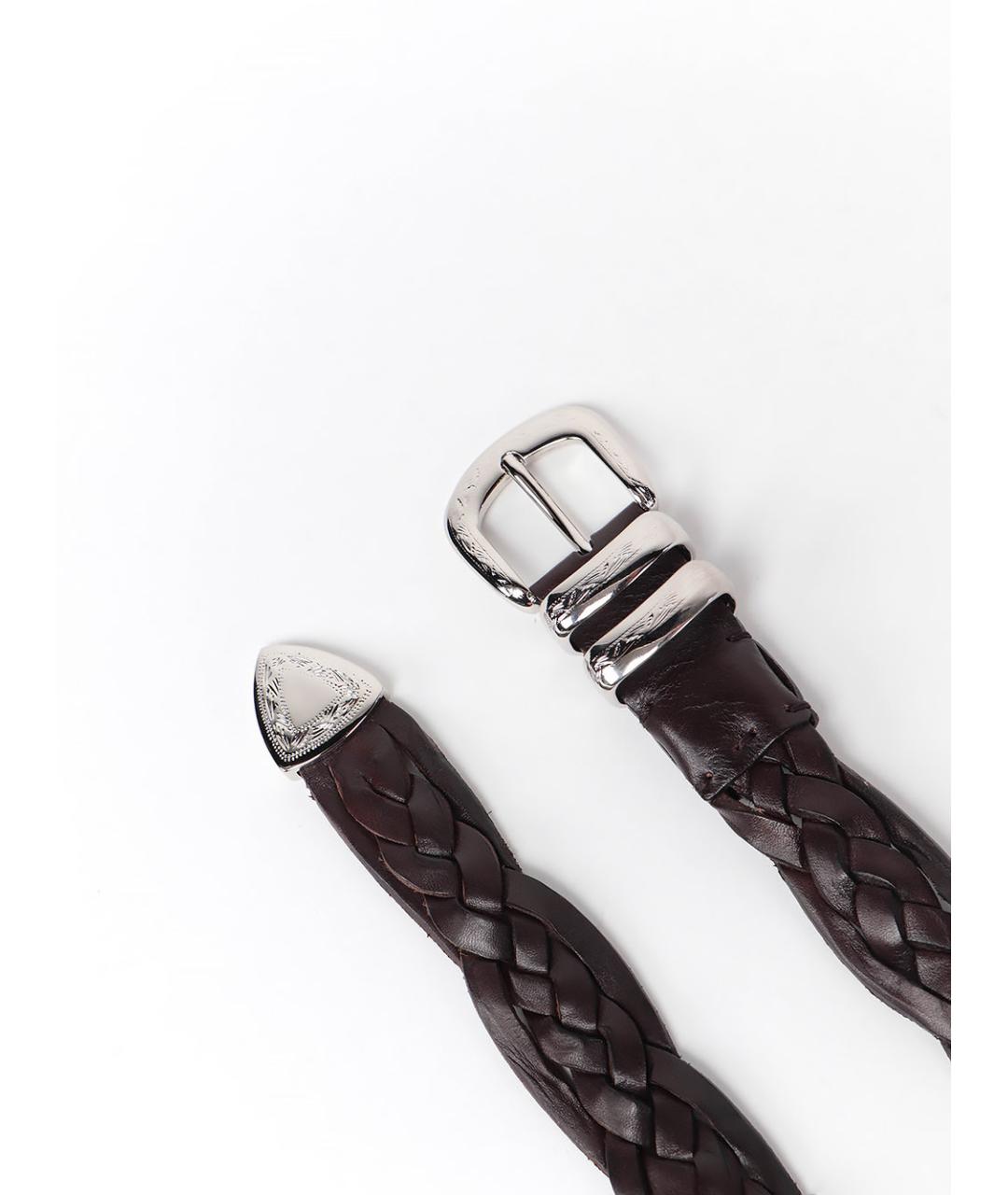 BRUNELLO CUCINELLI Коричневый кожаный ремень, фото 3