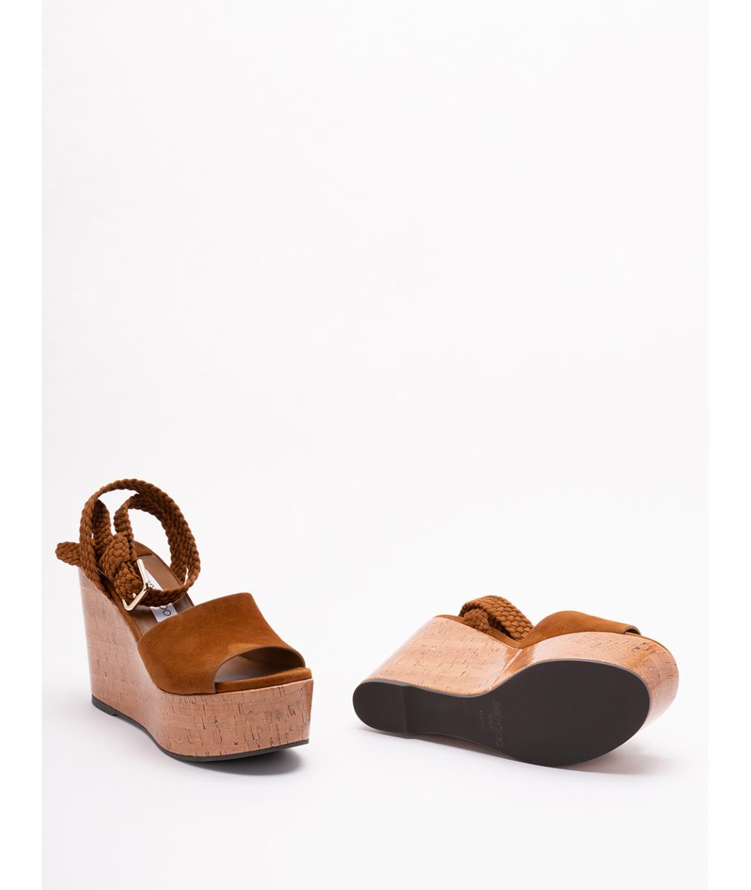 JIMMY CHOO Коричневые кожаные сандалии, фото 4