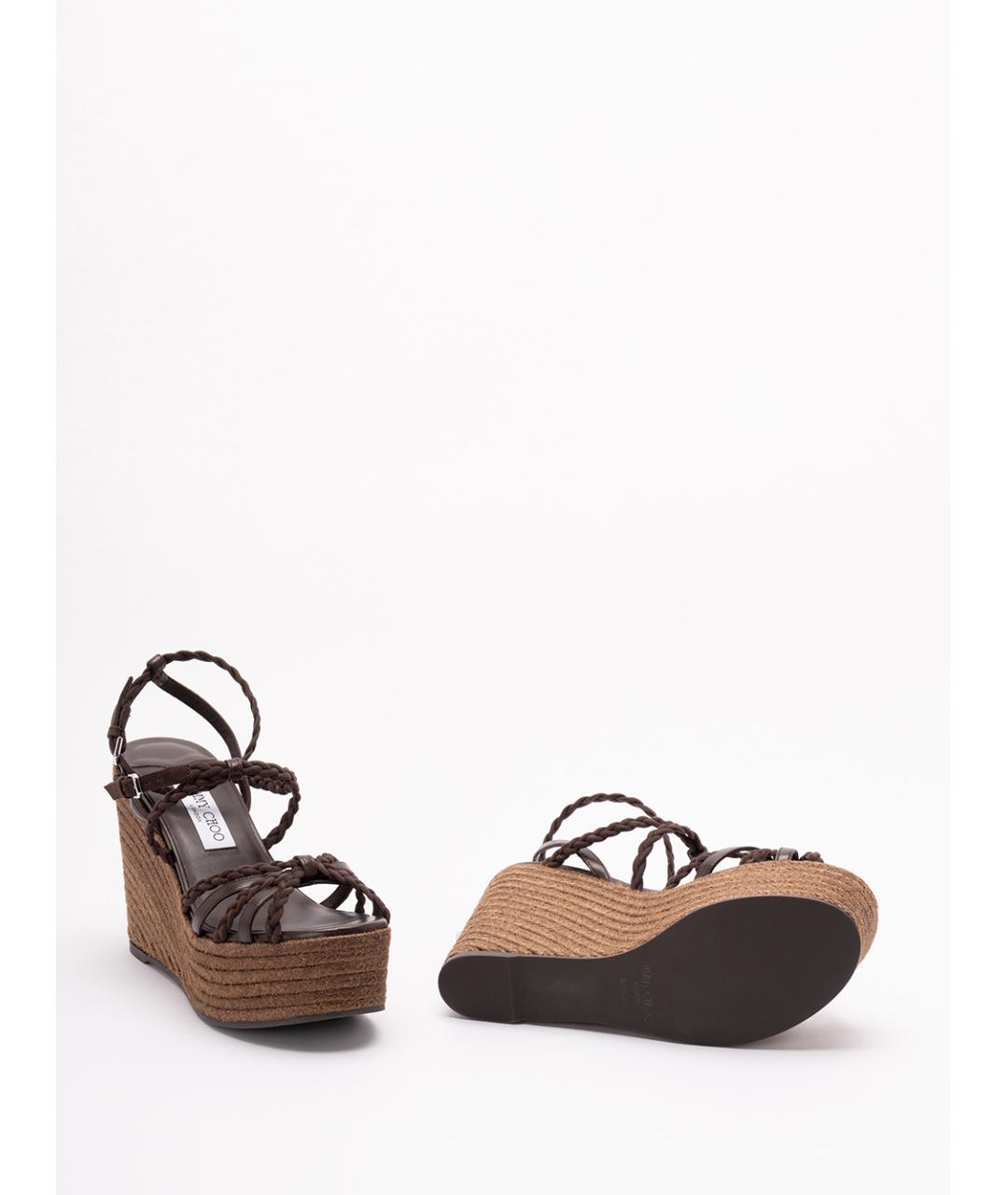 JIMMY CHOO Коричневые кожаные босоножки, фото 4