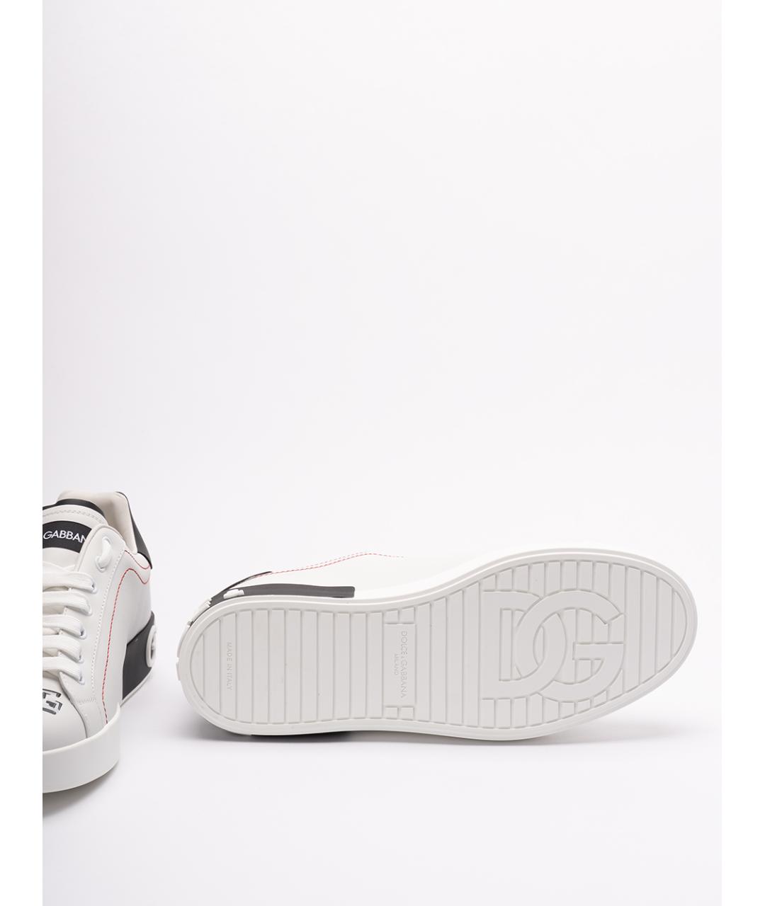 DOLCE&GABBANA Белые кожаные низкие кроссовки / кеды, фото 4