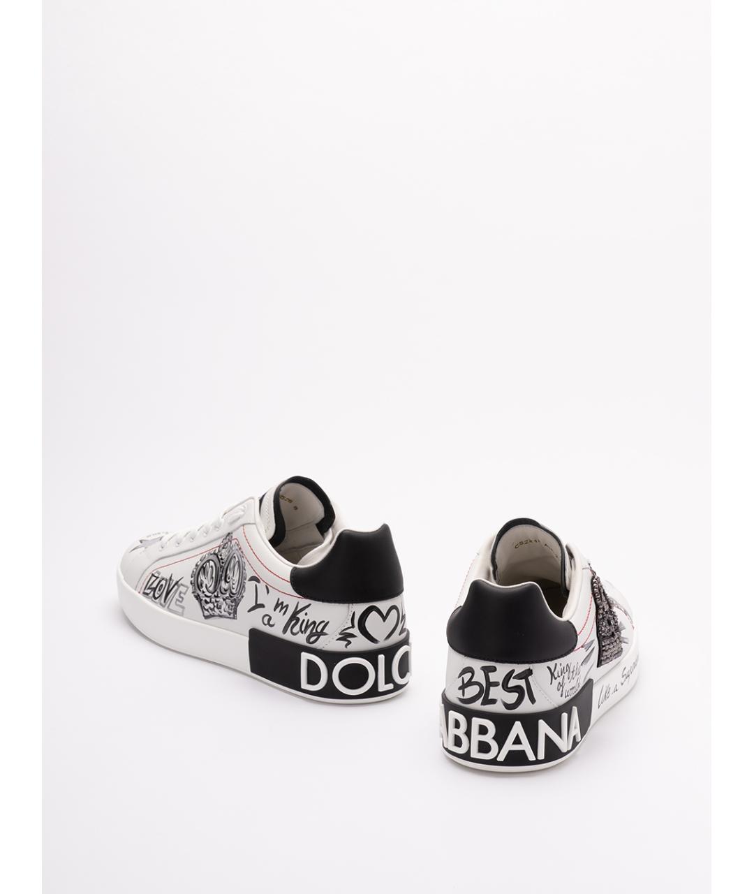 DOLCE&GABBANA Белые кожаные низкие кроссовки / кеды, фото 3