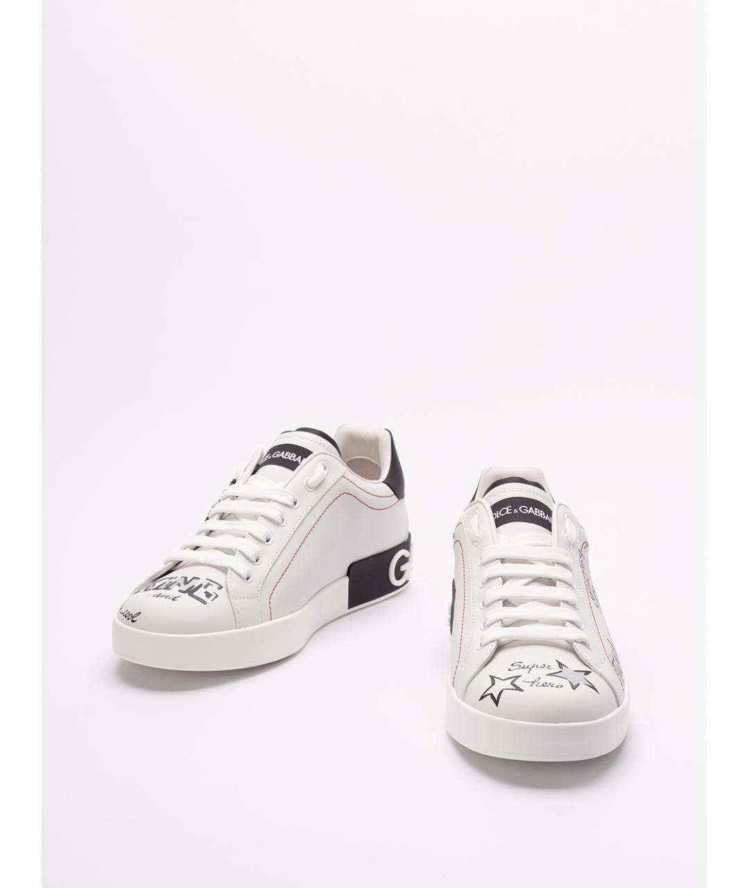 DOLCE&GABBANA Белые кожаные низкие кроссовки / кеды, фото 2