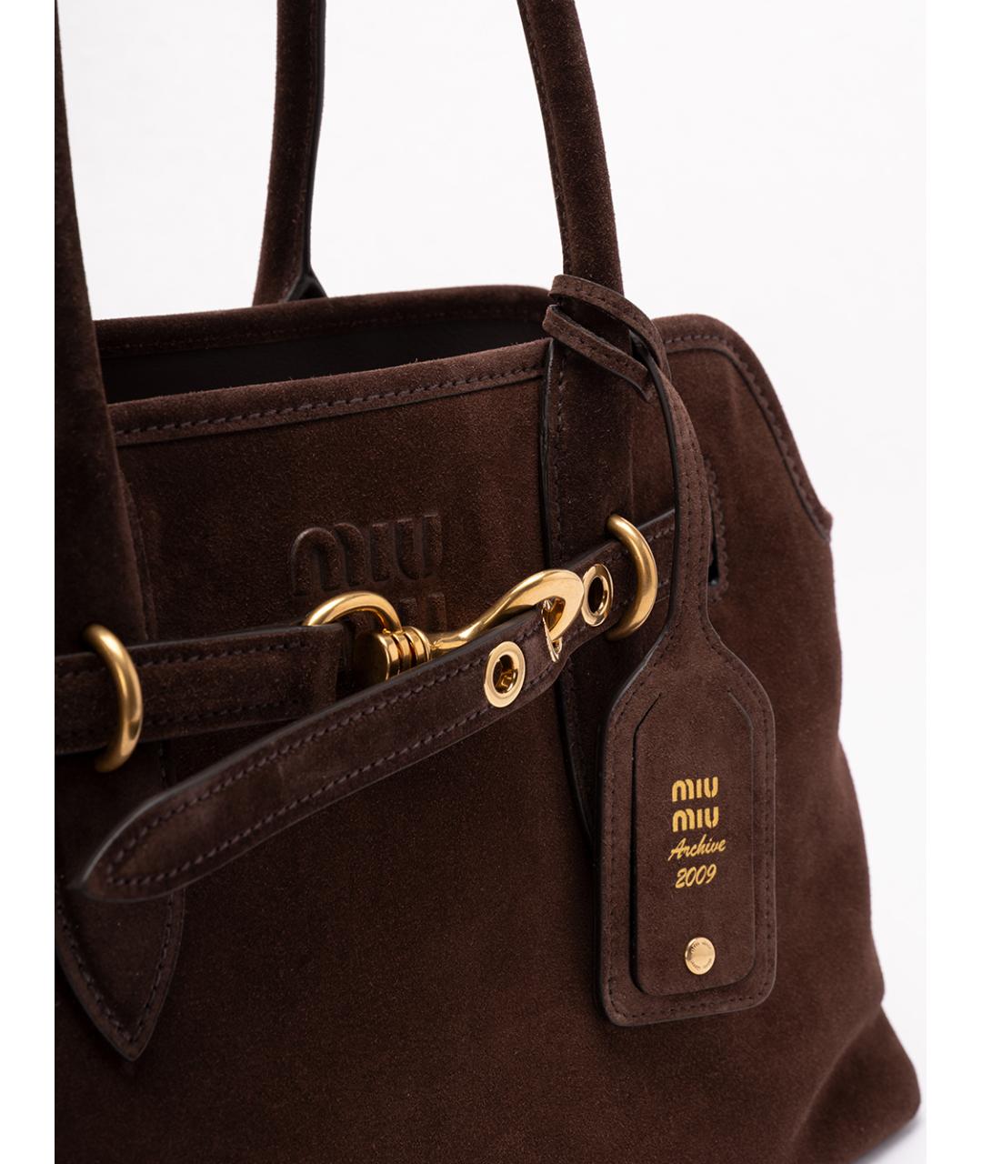 MIU MIU Коричневая кожаная сумка тоут, фото 4
