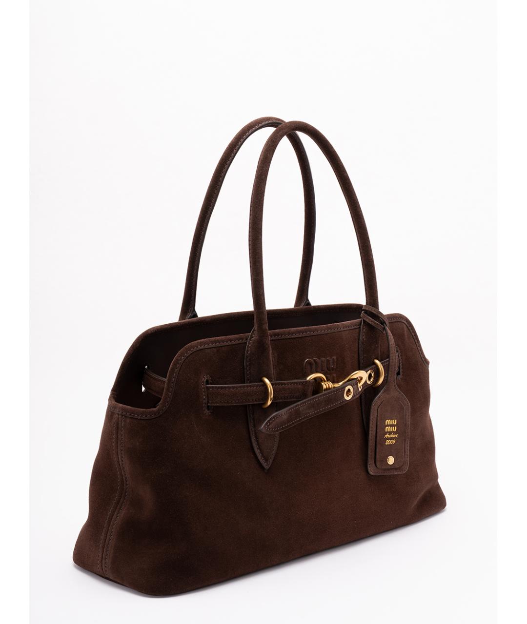 MIU MIU Коричневая кожаная сумка тоут, фото 3