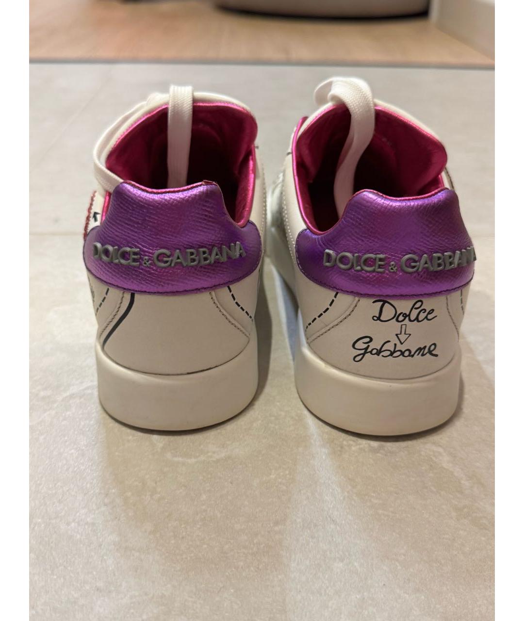 DOLCE&GABBANA Белые кожаные кроссовки, фото 4