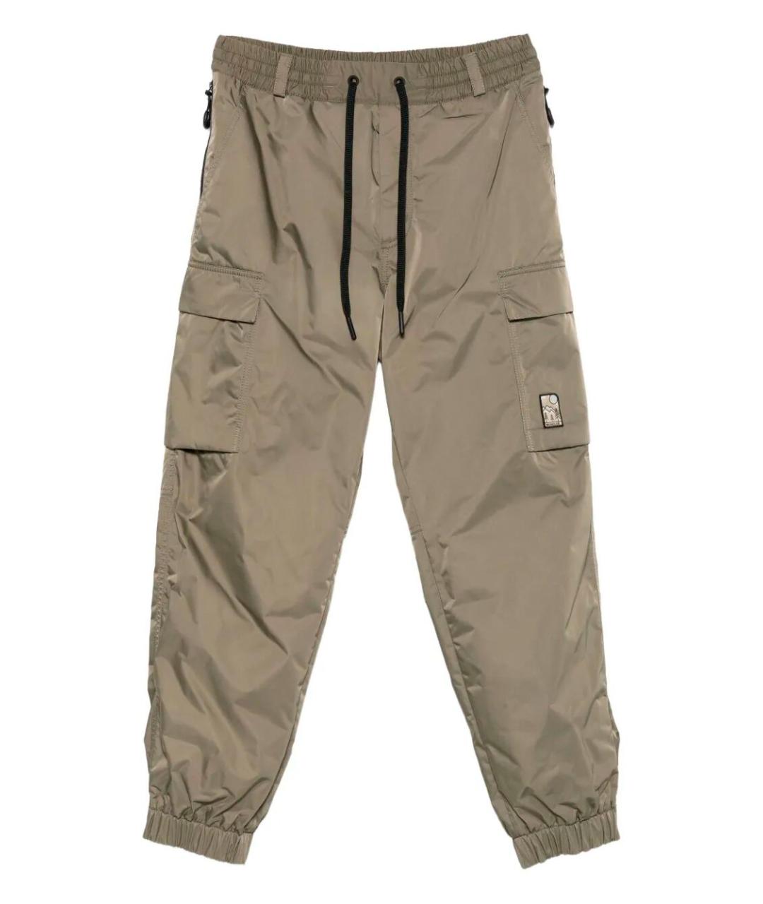 MONCLER GRENOBLE Зеленые полиэстеровые повседневные брюки, фото 1