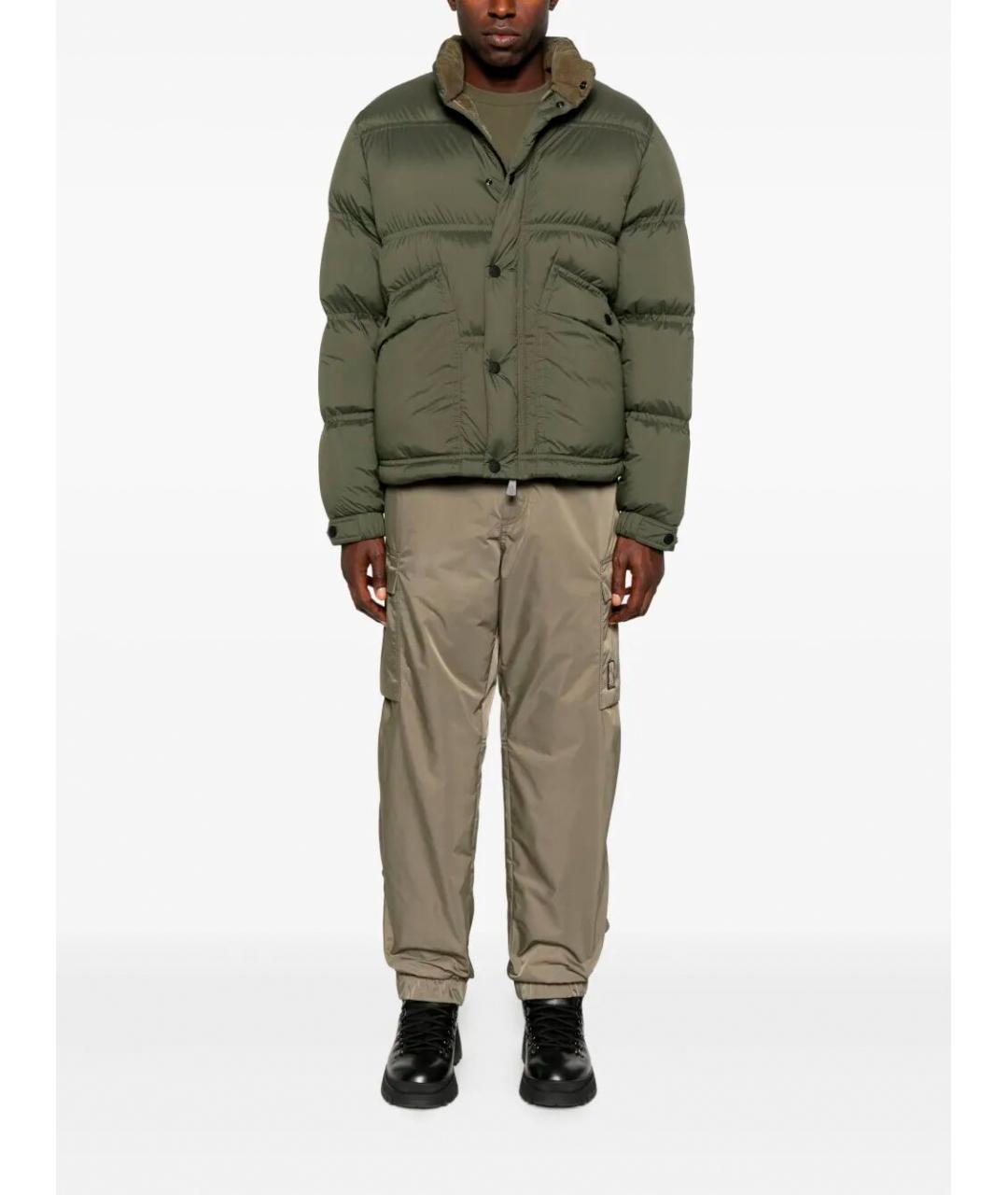 MONCLER GRENOBLE Зеленые полиэстеровые повседневные брюки, фото 2