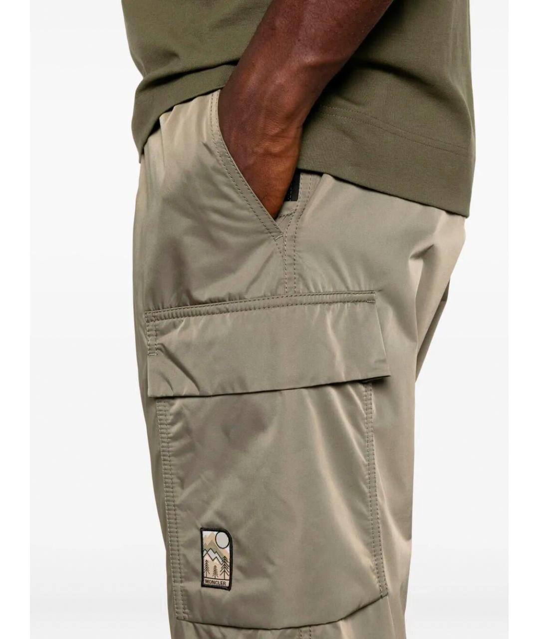 MONCLER GRENOBLE Зеленые полиэстеровые повседневные брюки, фото 3