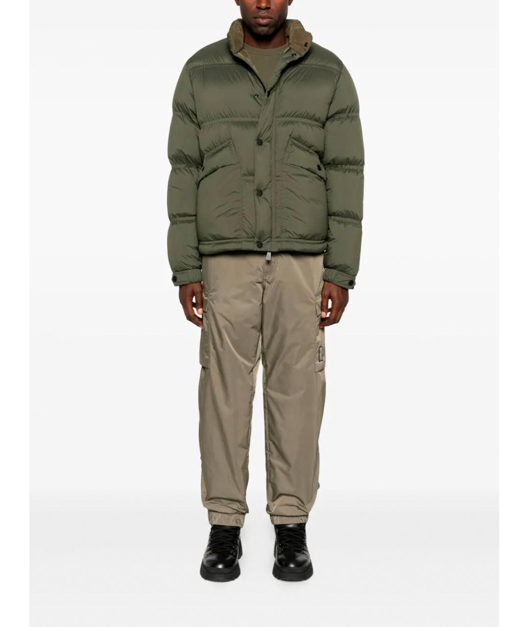 MONCLER GRENOBLE Зеленый полиамидовый пуховик, фото 2