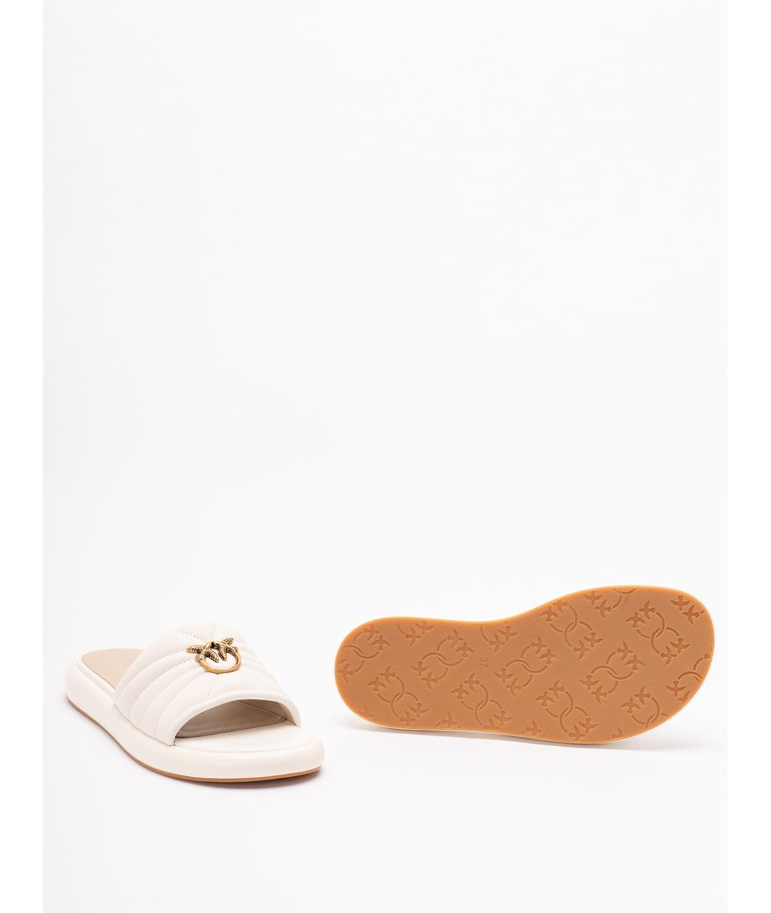 PINKO Бежевые кожаные шлепанцы, фото 4