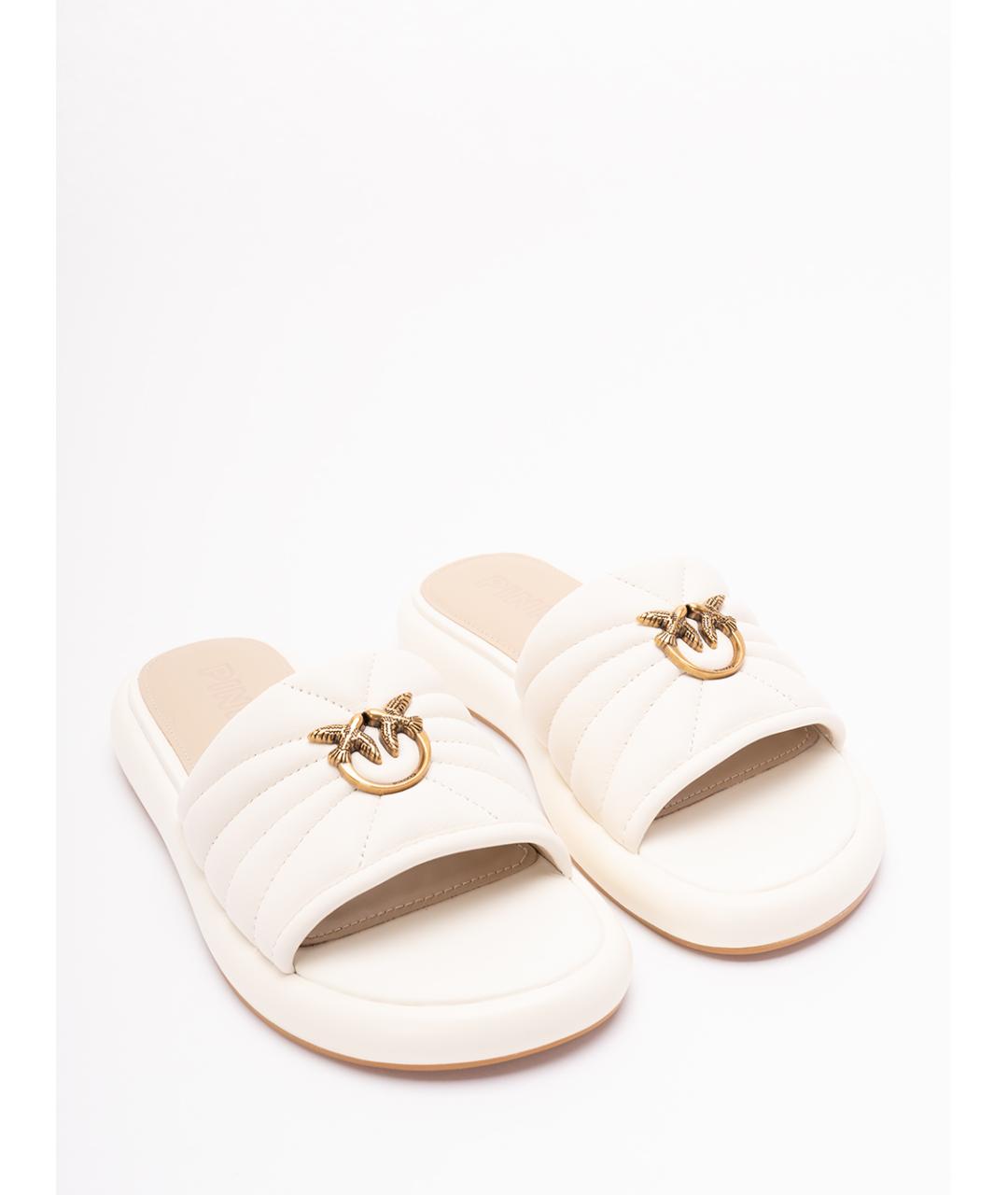 PINKO Бежевые кожаные шлепанцы, фото 5