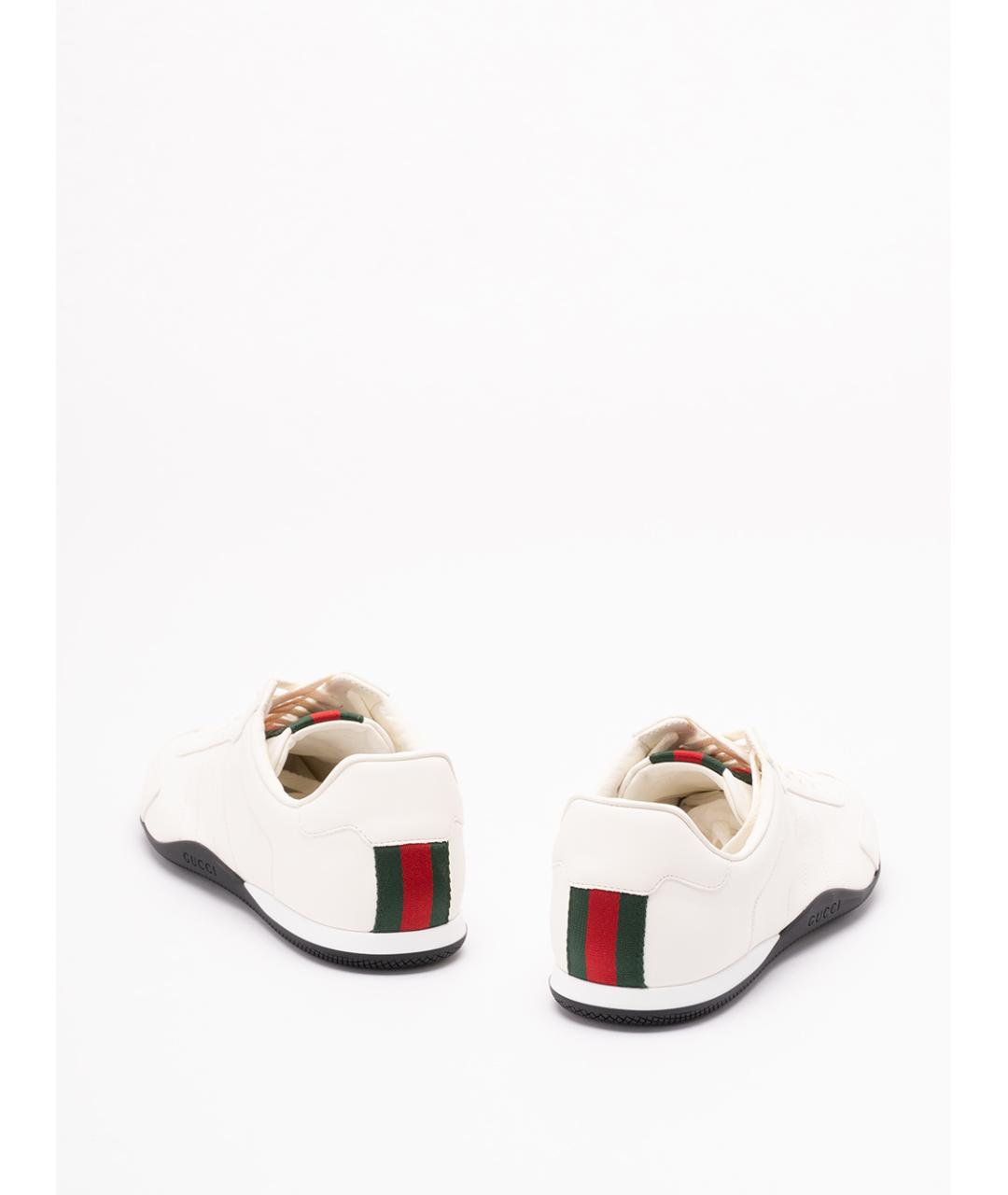 GUCCI Бежевые кожаные низкие кроссовки / кеды, фото 3