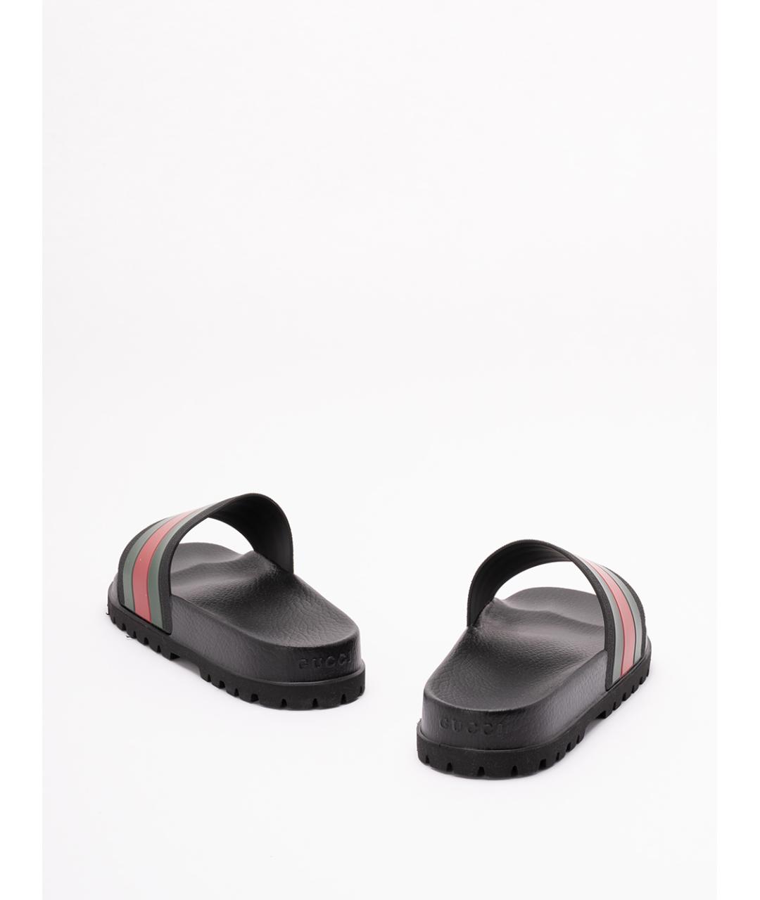 GUCCI Черные кожаные шлепанцы, фото 3