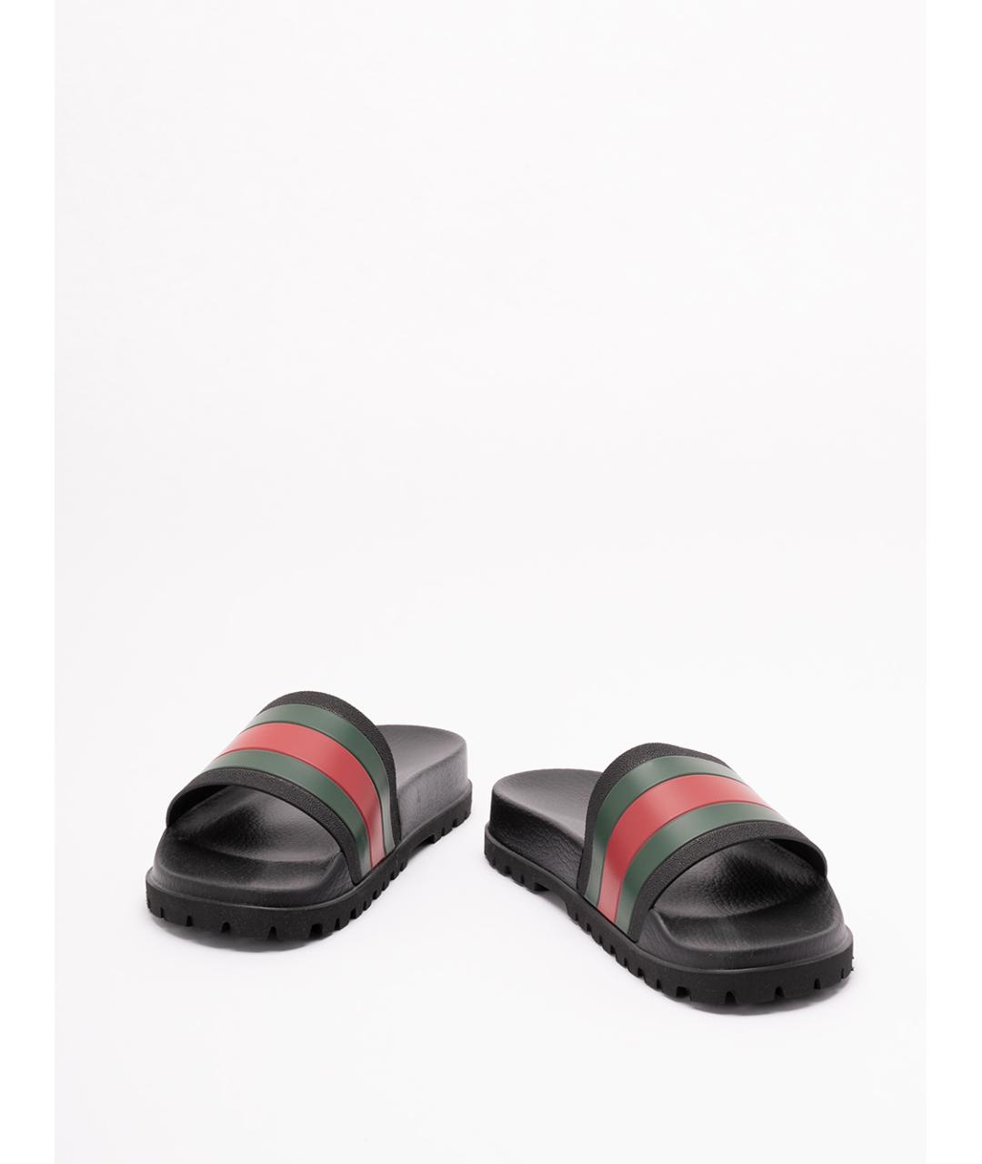 GUCCI Черные кожаные шлепанцы, фото 2