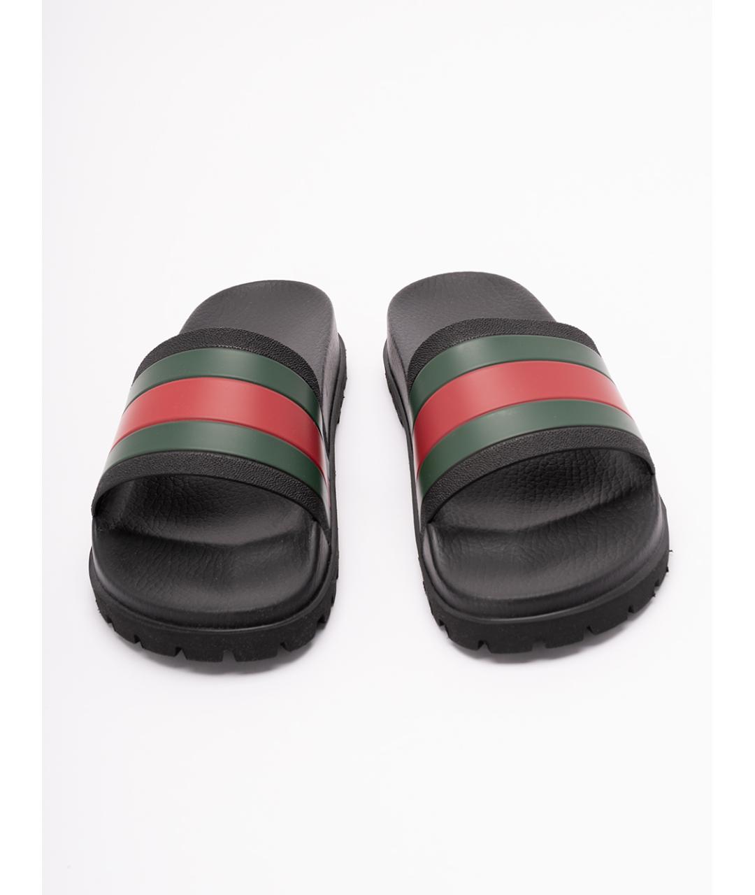 GUCCI Черные кожаные шлепанцы, фото 5