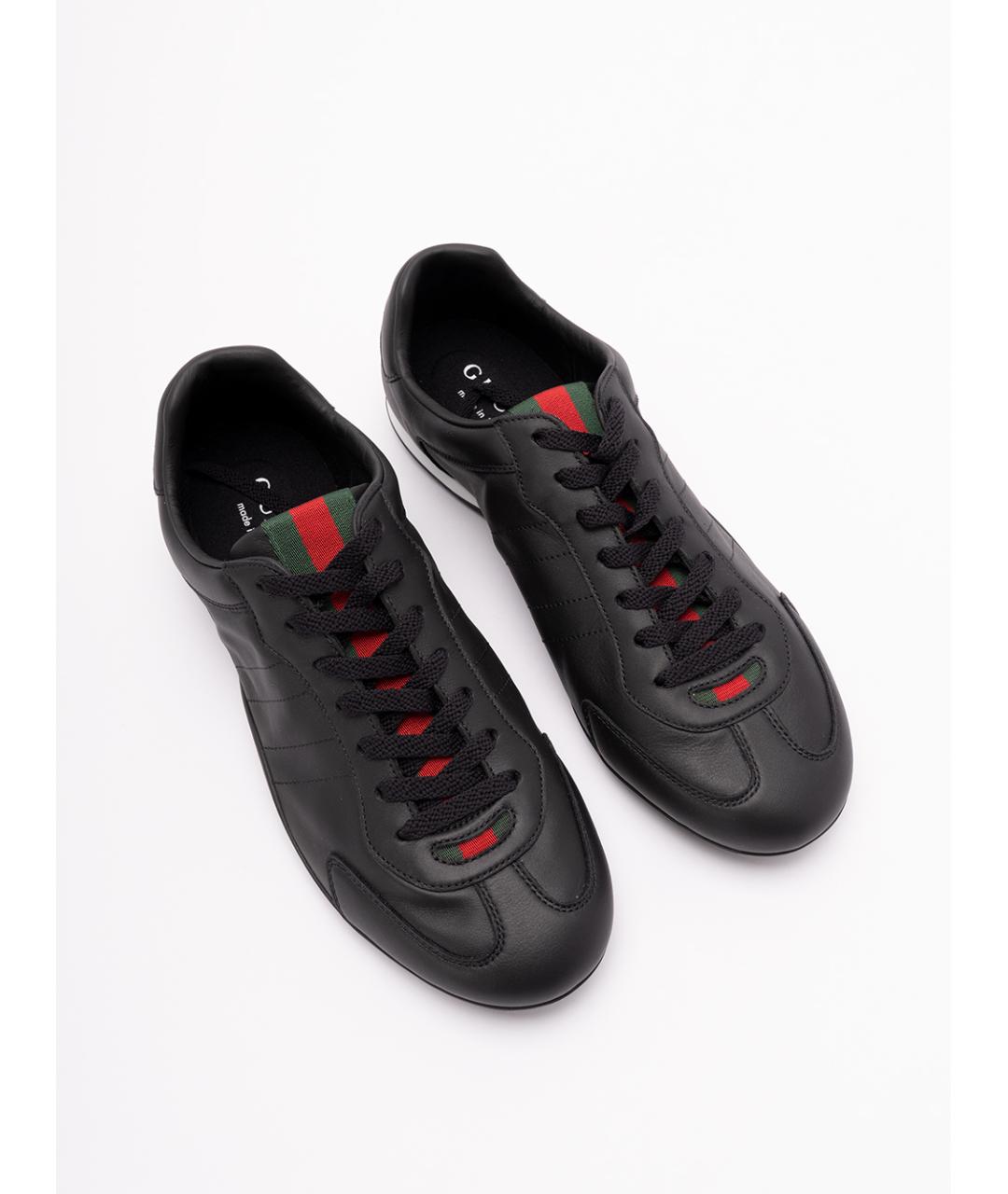 GUCCI Черные кожаные низкие кроссовки / кеды, фото 5
