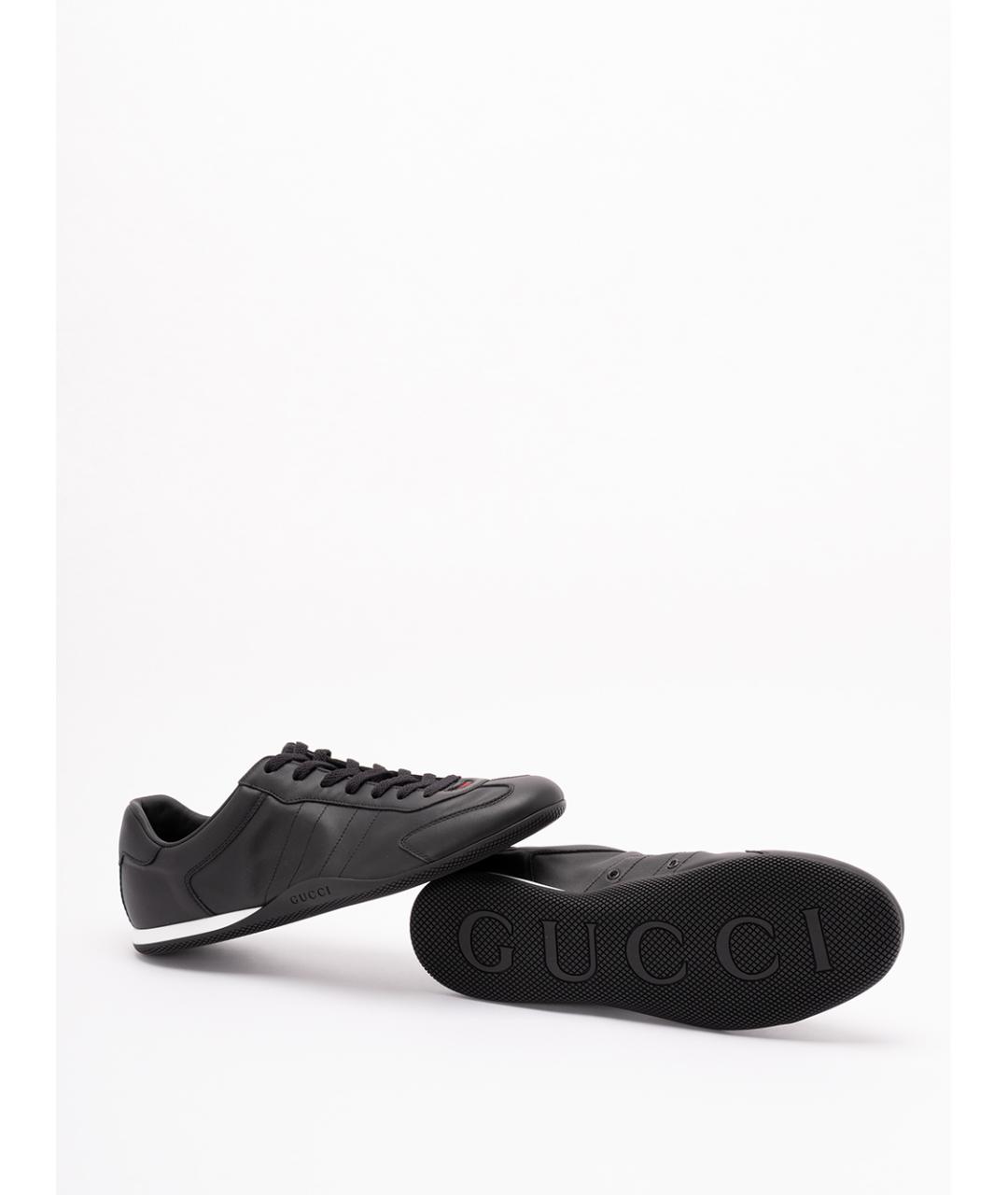 GUCCI Черные кожаные низкие кроссовки / кеды, фото 4