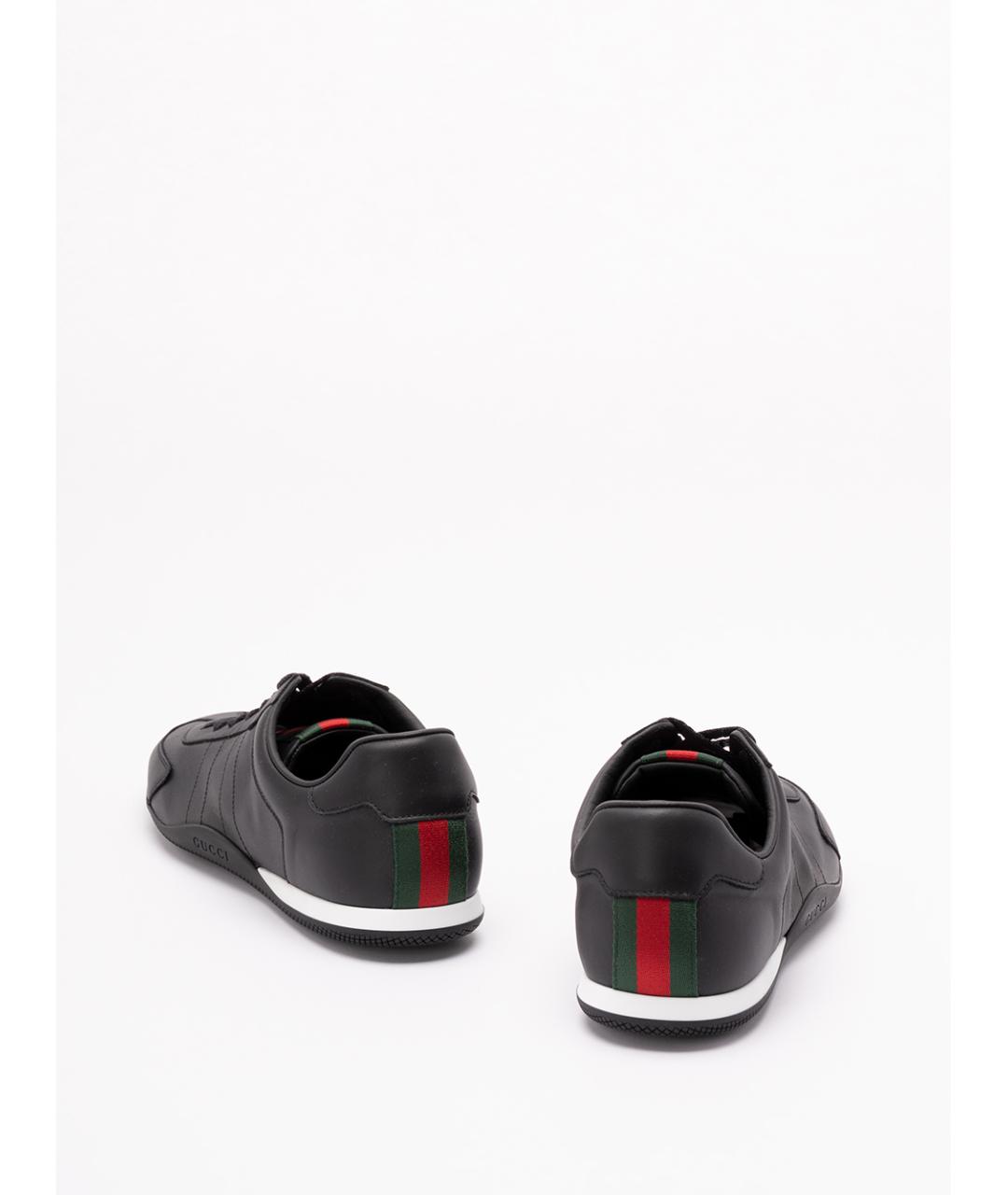 GUCCI Черные кожаные низкие кроссовки / кеды, фото 3