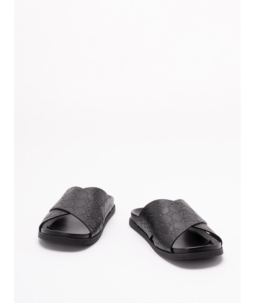 GUCCI Черные кожаные шлепанцы, фото 2