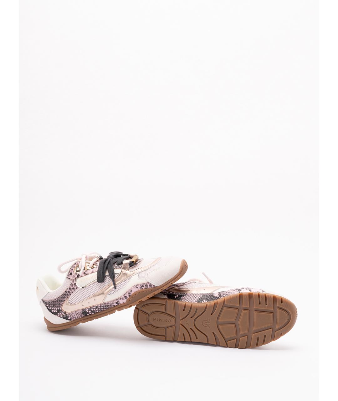PINKO Бежевые кожаные кроссовки, фото 4